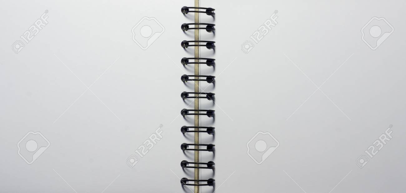 picture of two page of blank notebook with ring spine in the stock