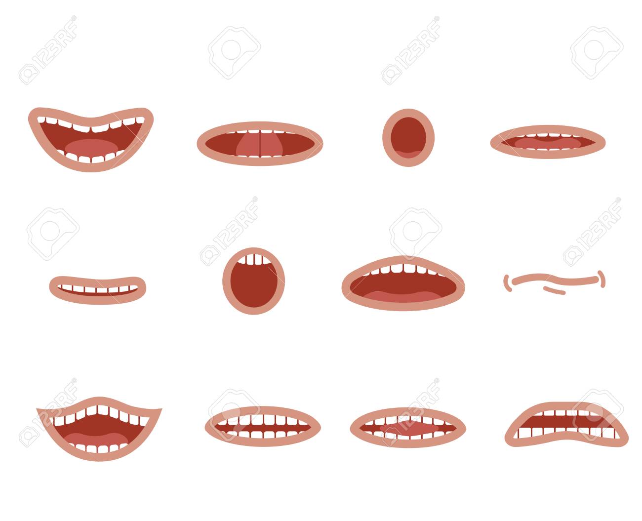 Cartoon Mouths Set. Smile, Funny Cartoon Mouths Set With Different Expressions. Smile With Teeth, Sticking Out Tongue, Surprised. Cartoon Talking Mouth And Lips Expressions Vector Animations Poses. Royalty Free SVG, Cliparts, Vectors, Cartoon Mouths Set. Smile, Funny Cartoon Mouths Set With Different Expressions. Smile With Teeth, Sticking Out Tongue, Surprised. Cartoon Talking Mouth And Lips Expressions Vector Animations Poses. Royalty Free SVG, Cliparts, Vectors,
