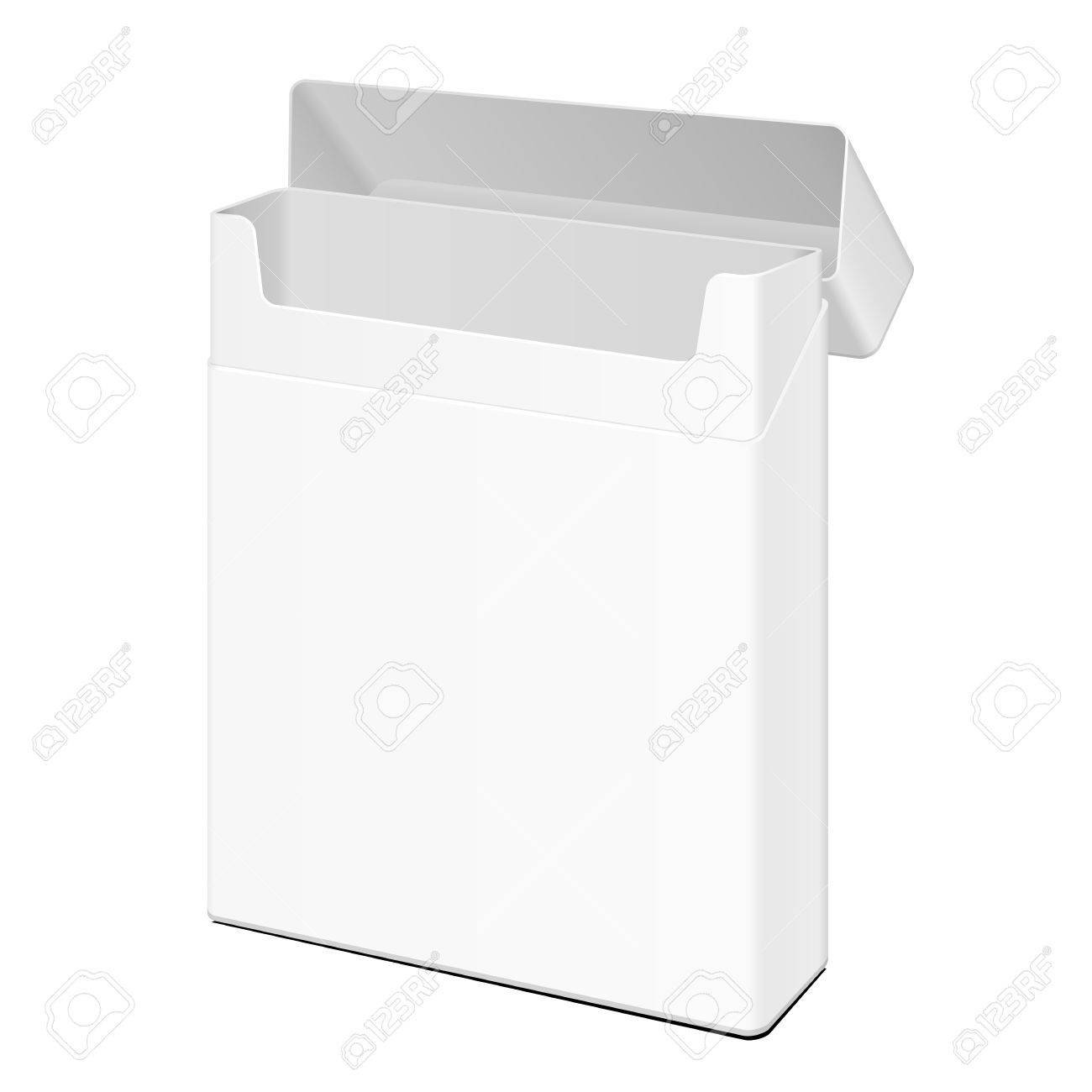 opened blank wide white slim cigarettes pack box illustration