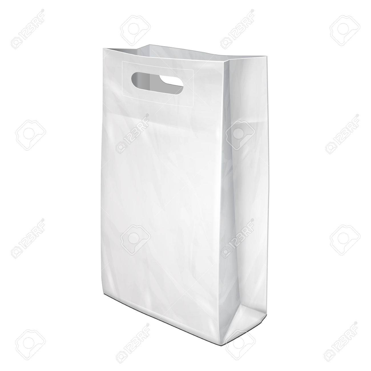 disposable paper or plastic shopping bag with handles package