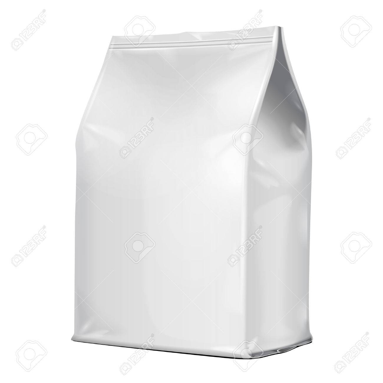 White Blank Foil Food Or Drink Doypack Bag Packaging. Illustration Isolated On White Background. Mock Up Template Ready For Your Design. Vector - 57795673 White Blank Foil Food Or Drink Doypack Bag Packaging. Illustration Isolated On White Background. Mock Up Template Ready For Your Design. Vector - 57795673