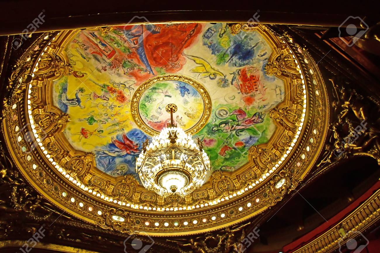 Paris France August 4 2018 The Opera De Paris Ceiling Painted