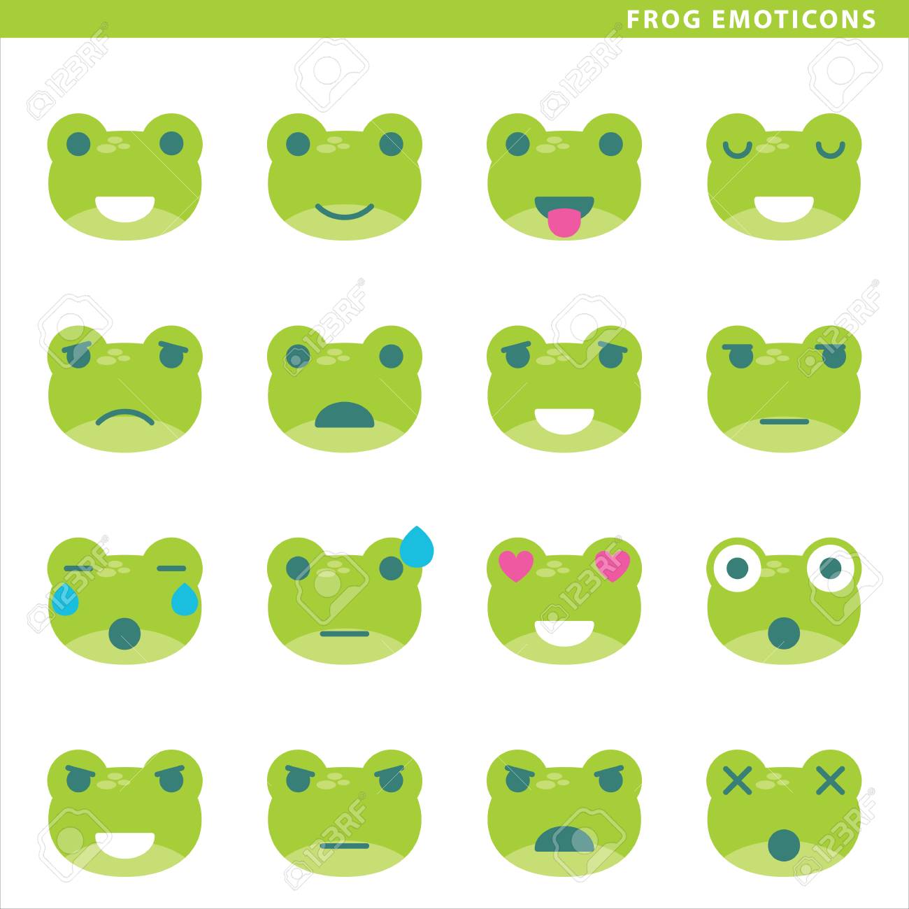16 の別の表現でカエル顔のセットです のイラスト素材 ベクタ Image 16 の別の表現でカエル顔のセットです のイラスト素材 ベクタ Image