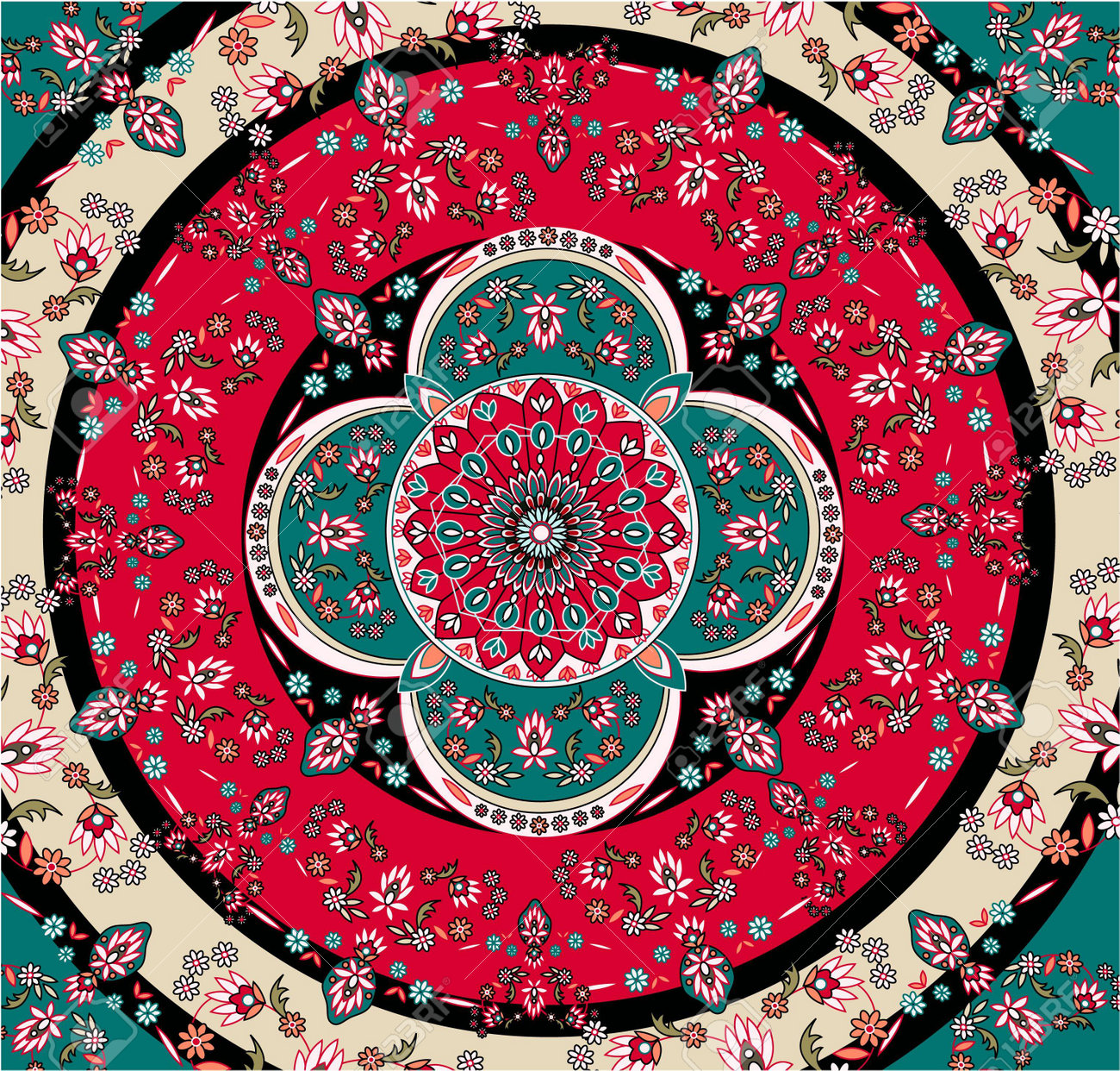 Square Oriental Carpet Vector Stock Square Oriental Carpet Vector Stock
