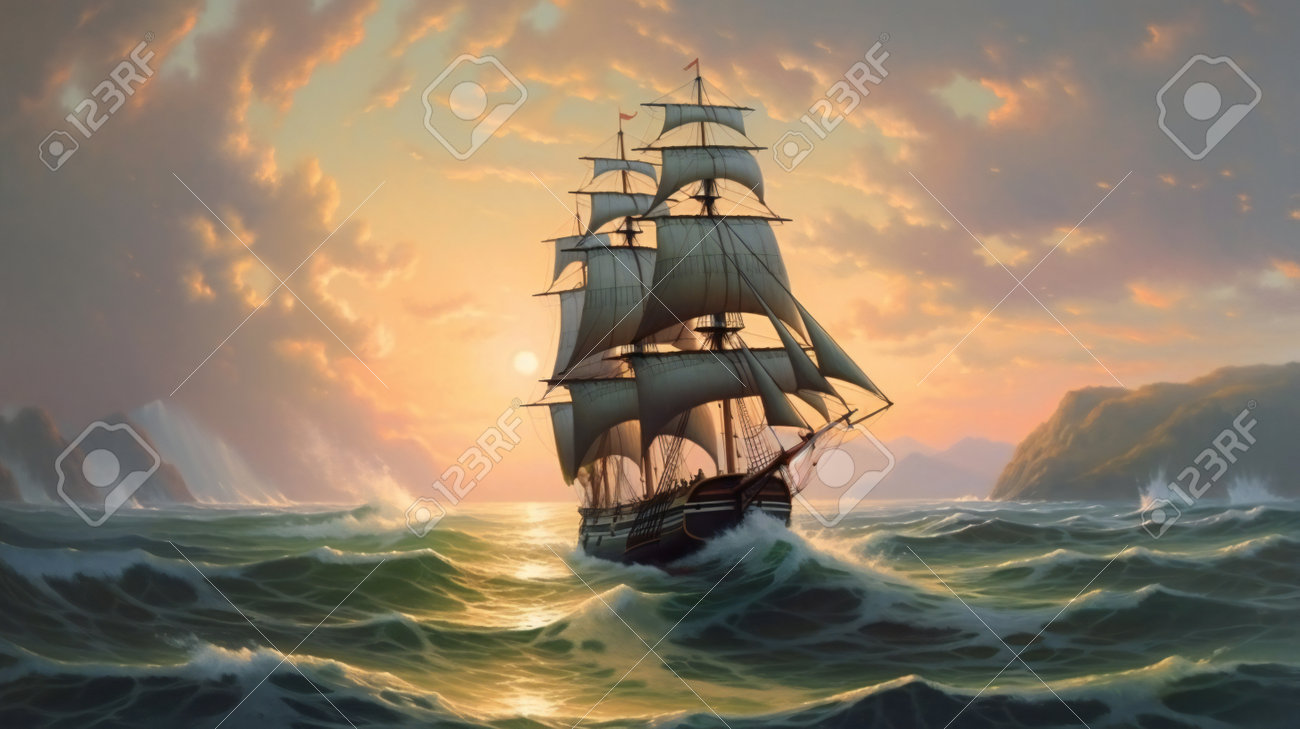 日の出の海の風景画（油絵肉筆画）885×1280