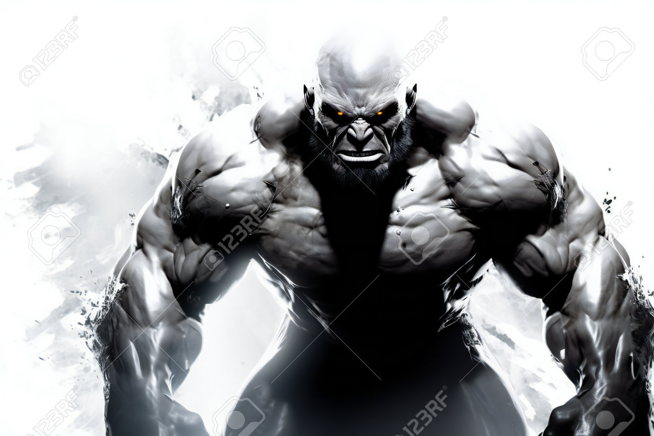 Ilustración De Un Poderoso Demonio Masculino Con Grandes Músculos. Fotos,  retratos, imágenes y fotografía de archivo libres de derecho. Image  202924763