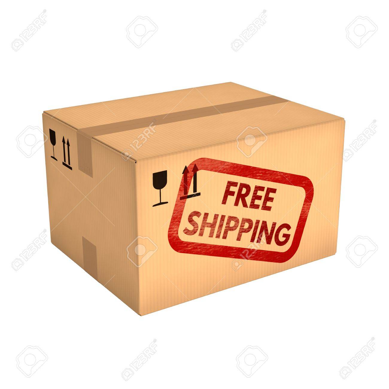 Livraison Gratuite Boite En Carton Ferme Isole Sur Fond Blanc Vente Au Detail La Logistique La Livraison Et Le Concept De Stockage Vue De Cote Avec La Perspective Banque D Images Et Photos