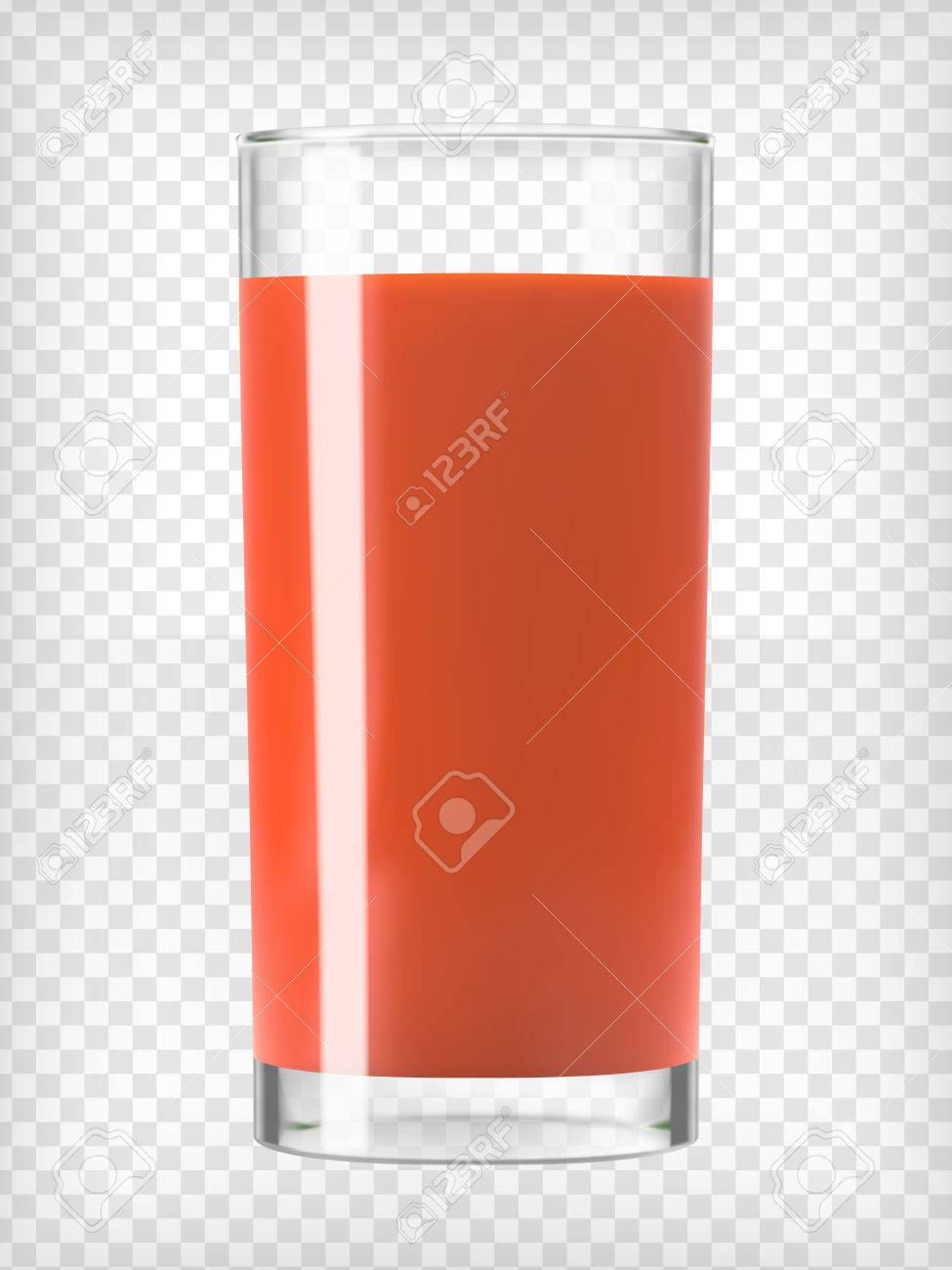 トマト ジュースのグラス フルーツ有機の飲み物 健康的な食事 きれいに食べる 飲料の背の高いグラス 透明な写真現実的なベクトル イラスト のイラスト素材 ベクタ Image