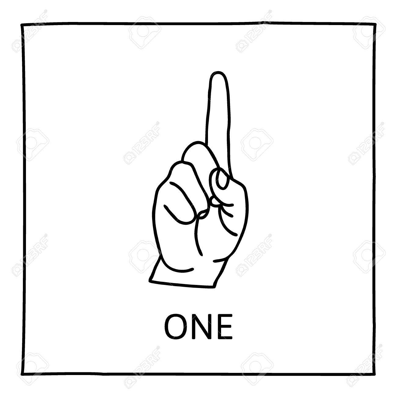 doodle palm icon counting hands showing one finger graphic