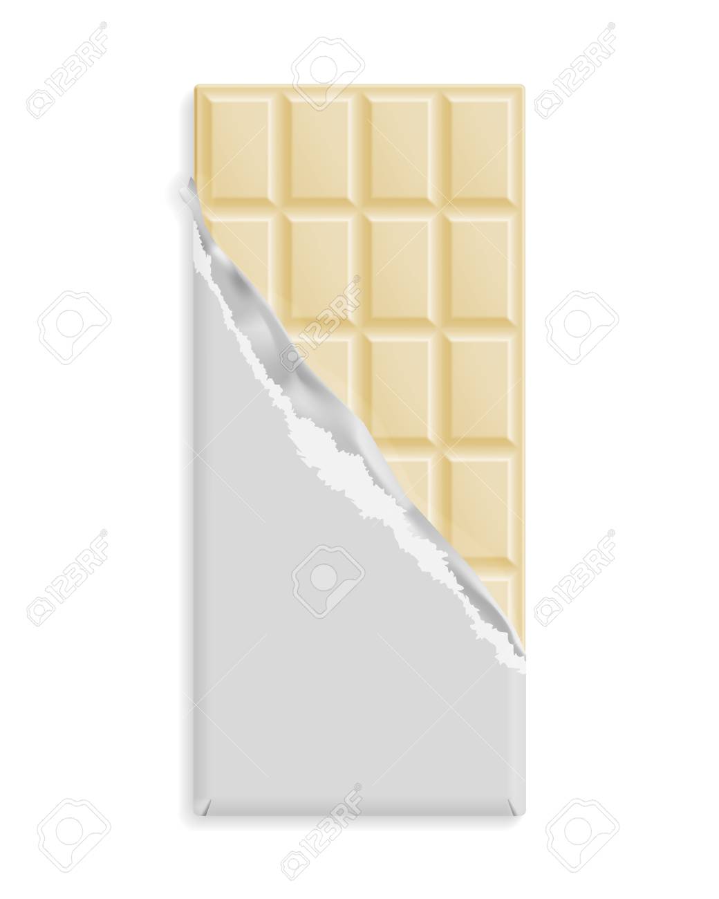 ホワイトチョコレート バー ブランクラッパーモックアップ 甘いデザートパッケージテンプレート テキスト シンボルの場所 包装ポスター チラシ デザート広告のためのグラフィックデザイン要素 ベクトル イラストのイラスト素材 ベクタ Image