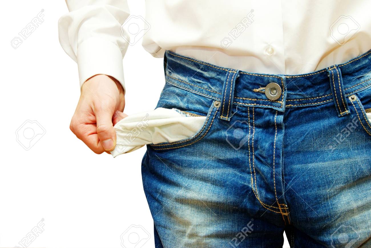 Businessman with empty pockets on white - 32545600 Businessman with empty pockets on white - 32545600