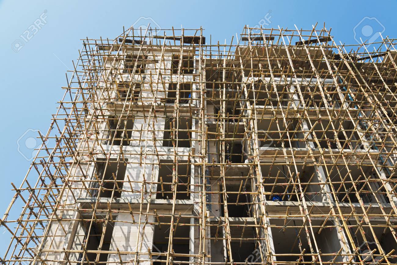 bamboo construction stock photo