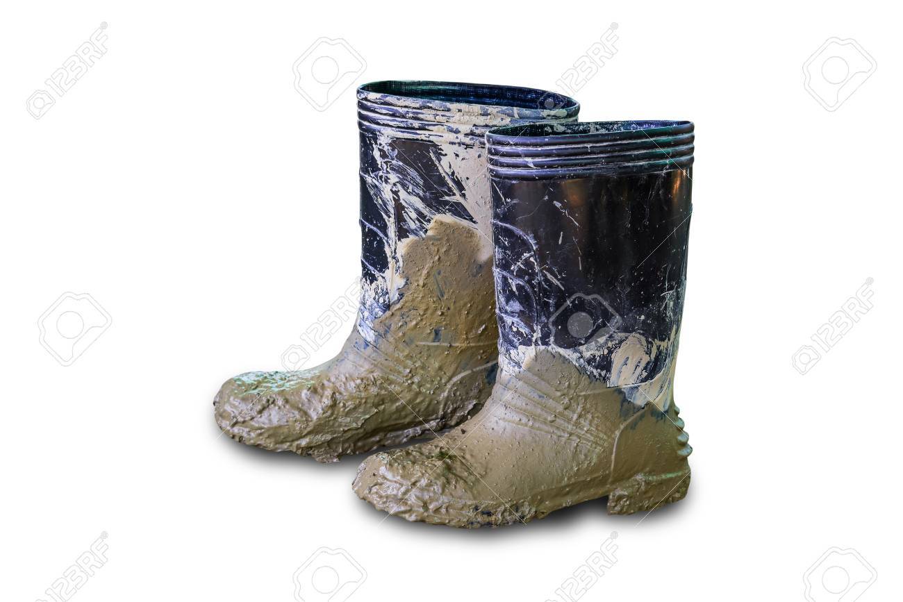 muddy rain boots