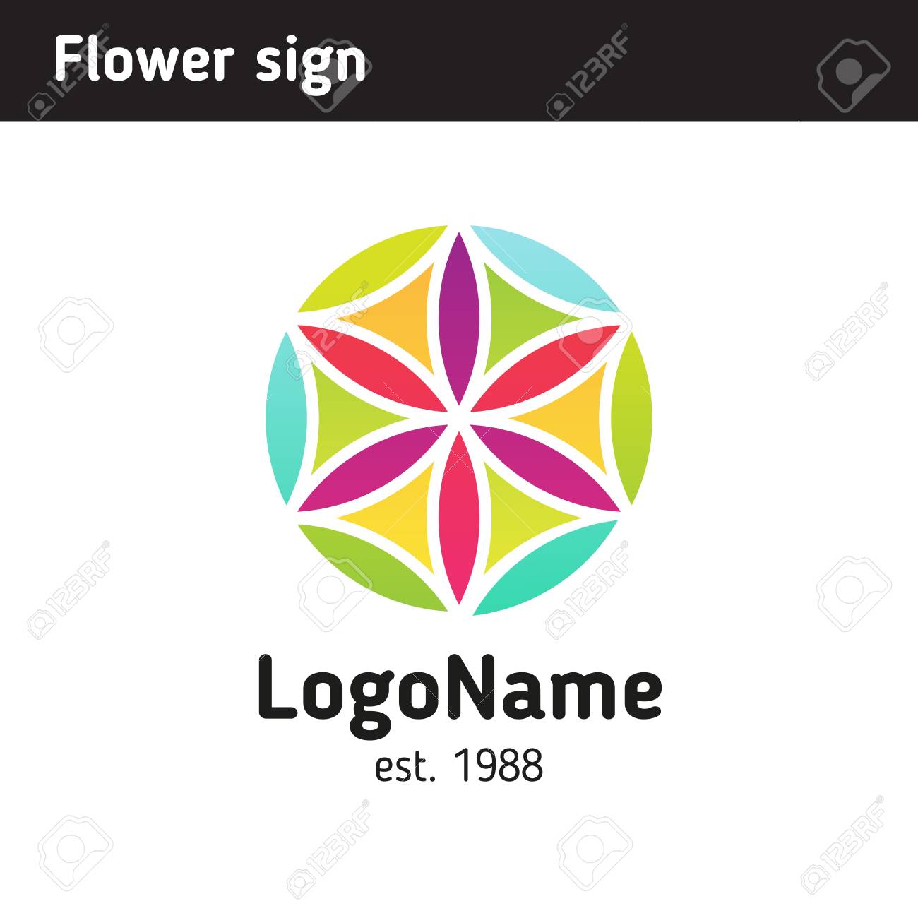 Logo Of The Flower Of Life In Bright Colors Royalty Free Cliparts