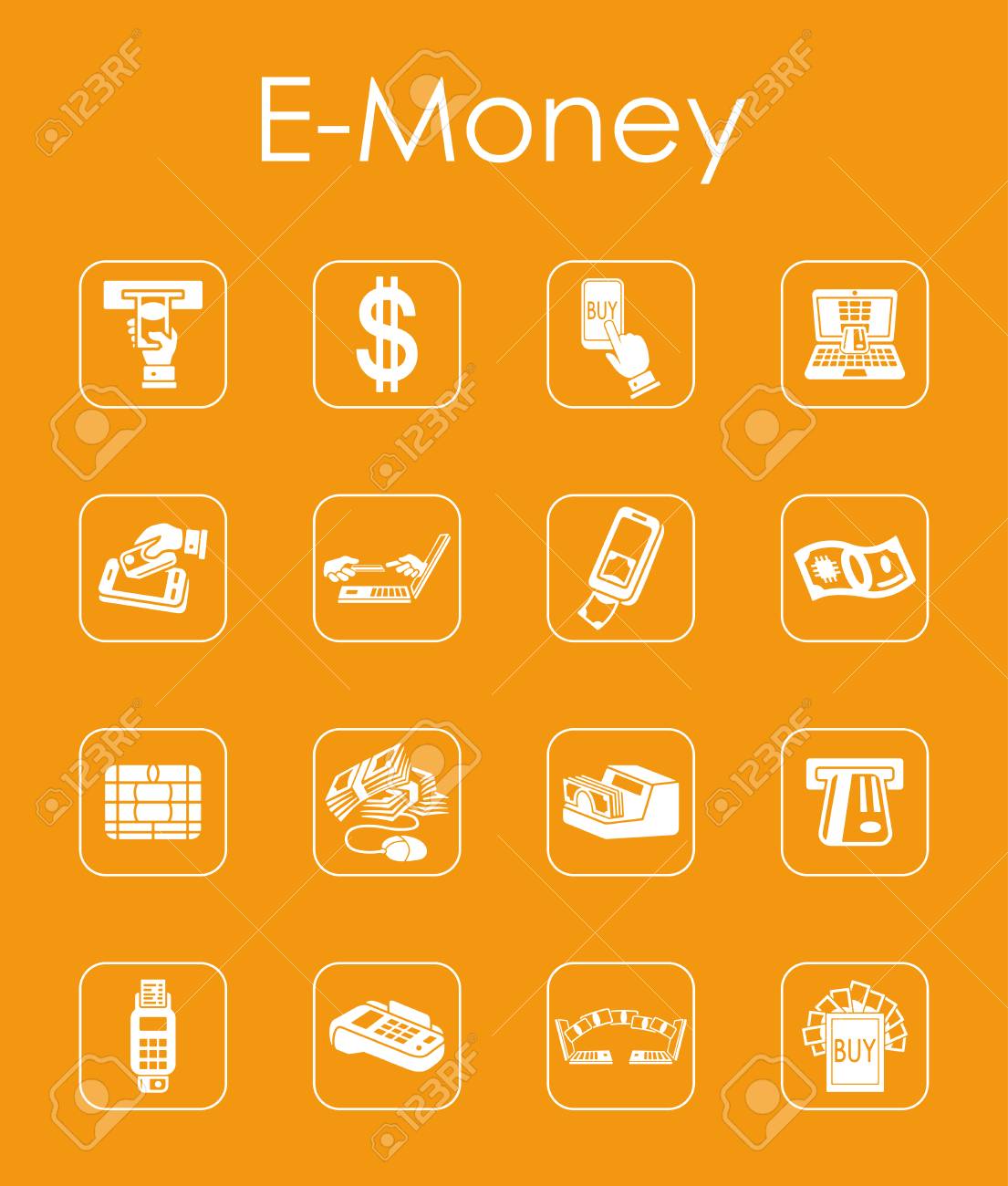 電子マネーのシンプルなアイコンのセットのイラスト素材・ベクター Image 37001282
