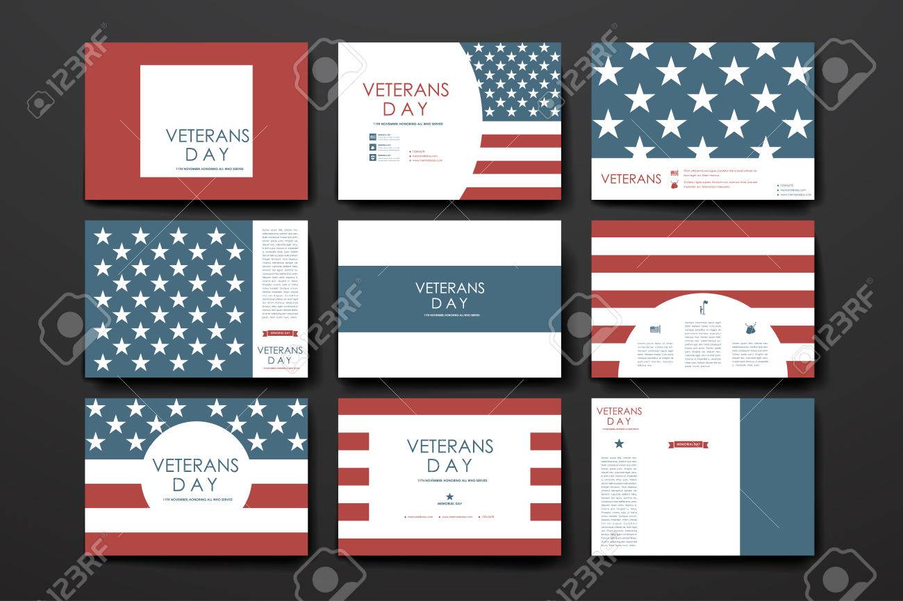 set of brochure poster templates in veterans day style design