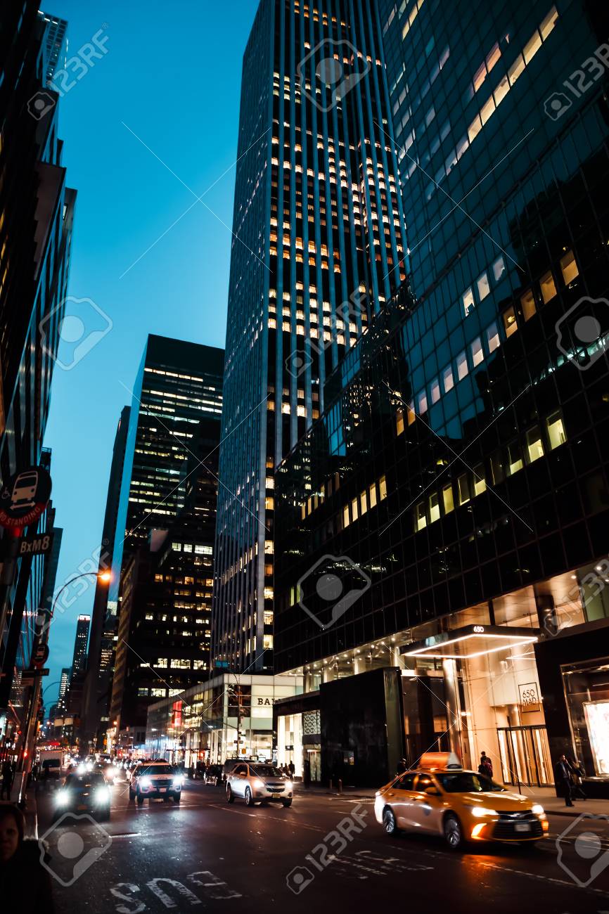 New York Usa May 03 16 New York City Streets At Night Stock Photo Picture And Royalty Free Image Image