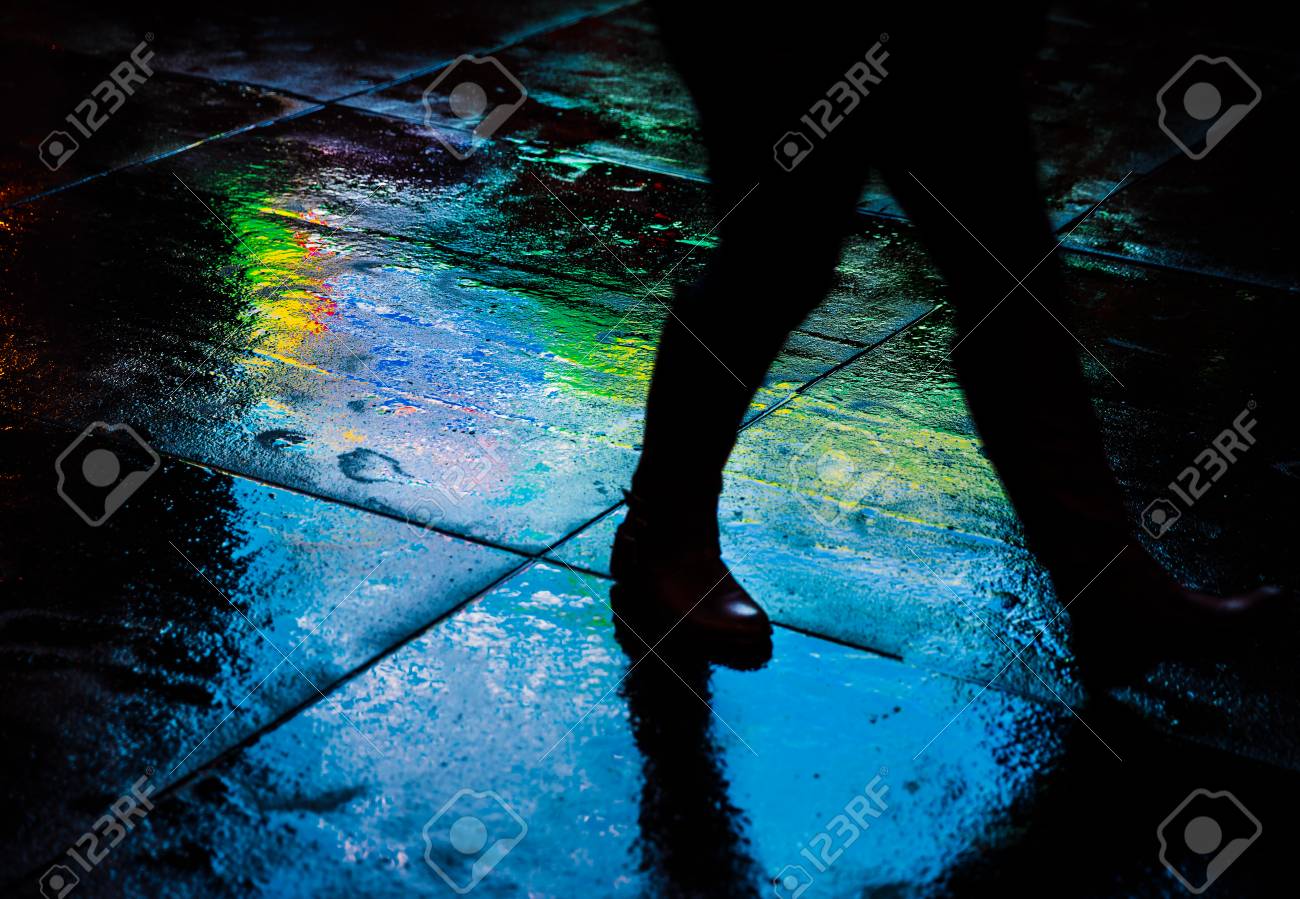 Lights And Shadows Of New York City Nyc Streets After Rain With