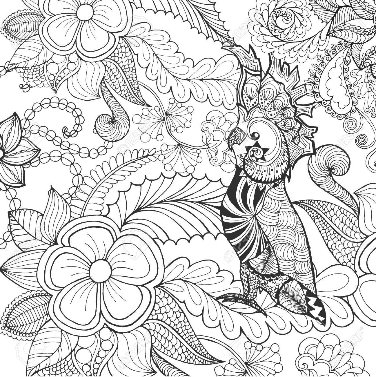 Coloriage Perroquet Qui Vole Coloriage Motif Sans Couture Avec