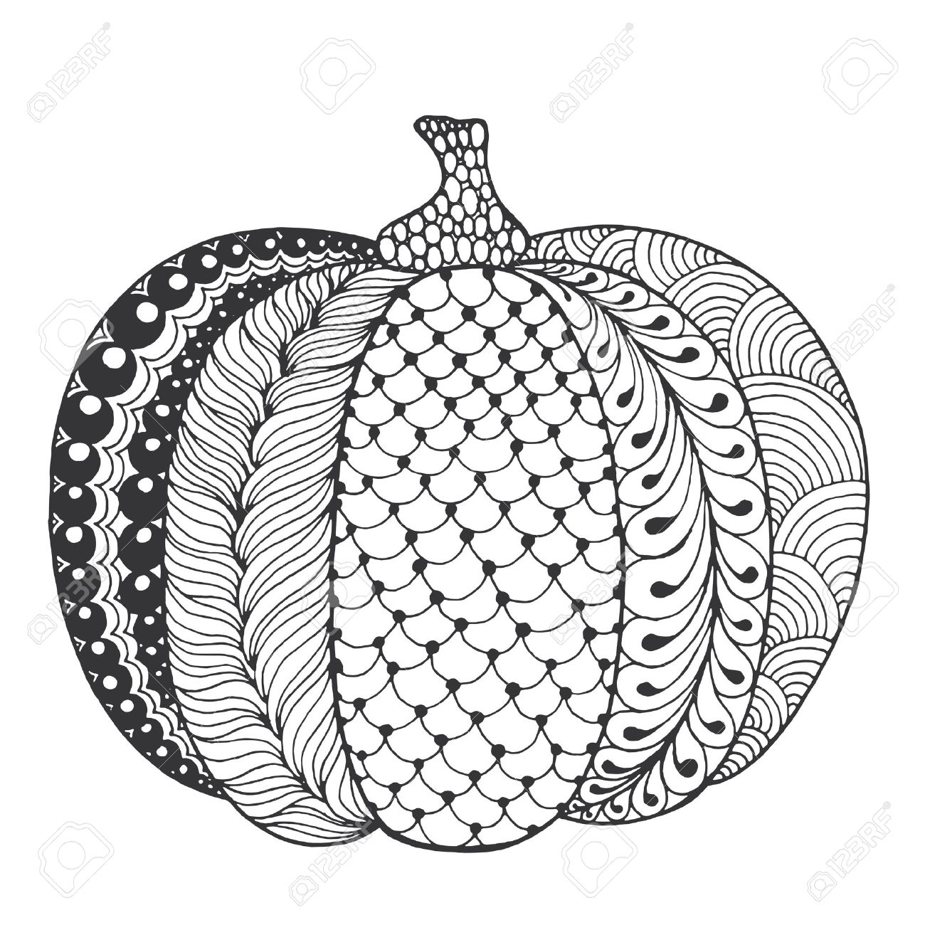 Zentangle Stylized Pumpkin Black White Hand Drawn Vector Illustration Royalty Free Cliparts Vectors And Stock Illustration Image 67464615