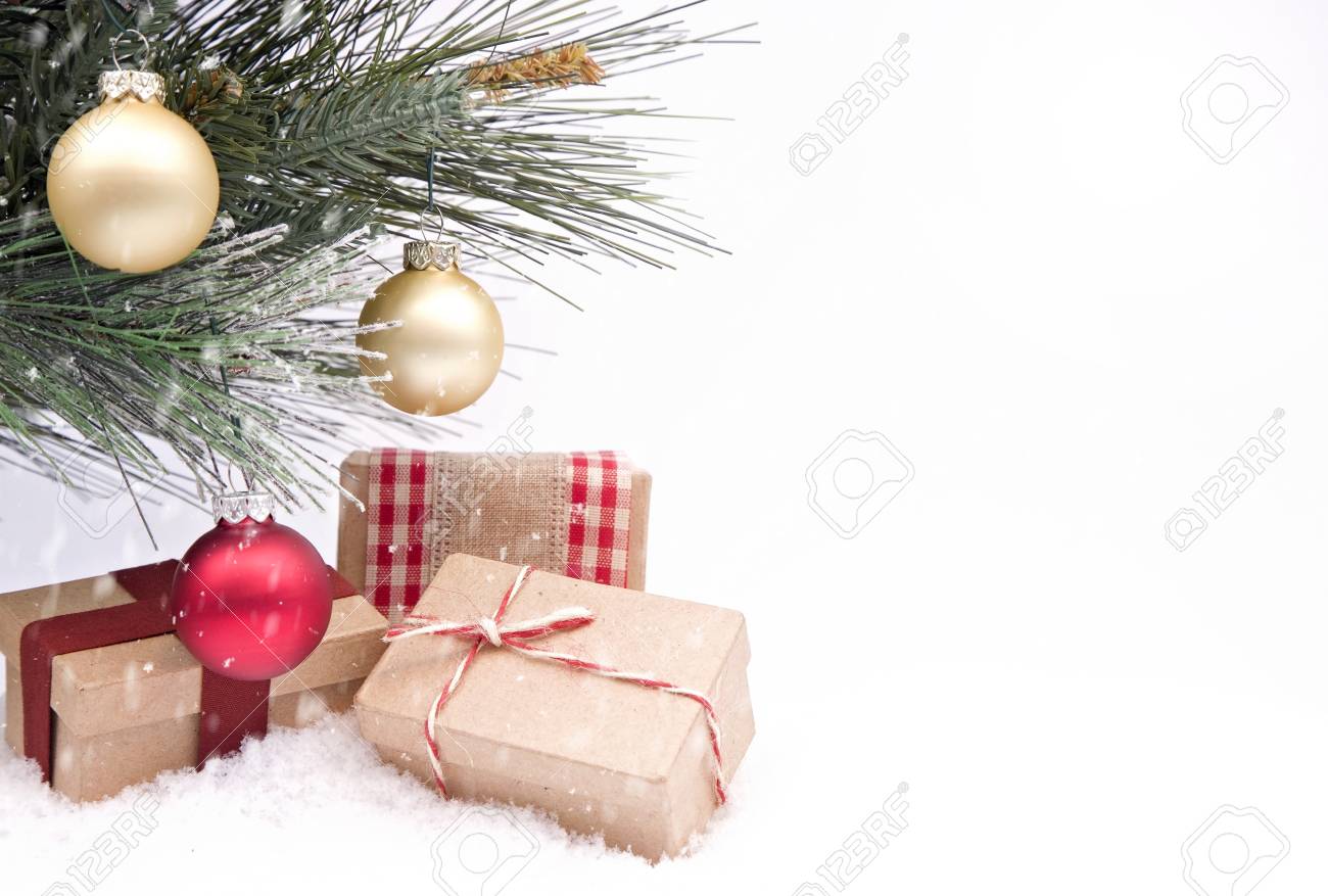 christmas themed background in the snow stock photo picture and