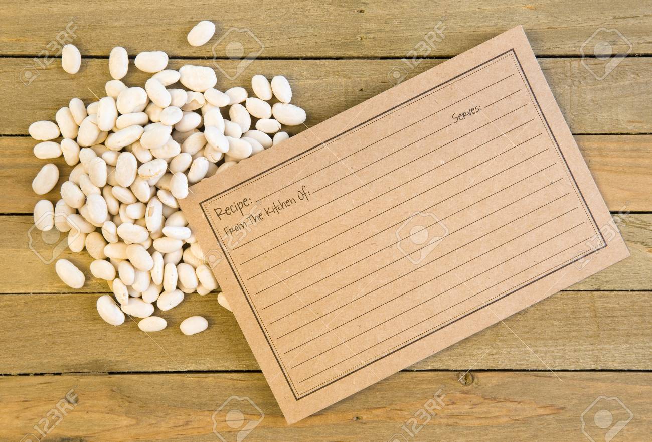 a background of beans with a blank recipe card stock photo picture recipe card background