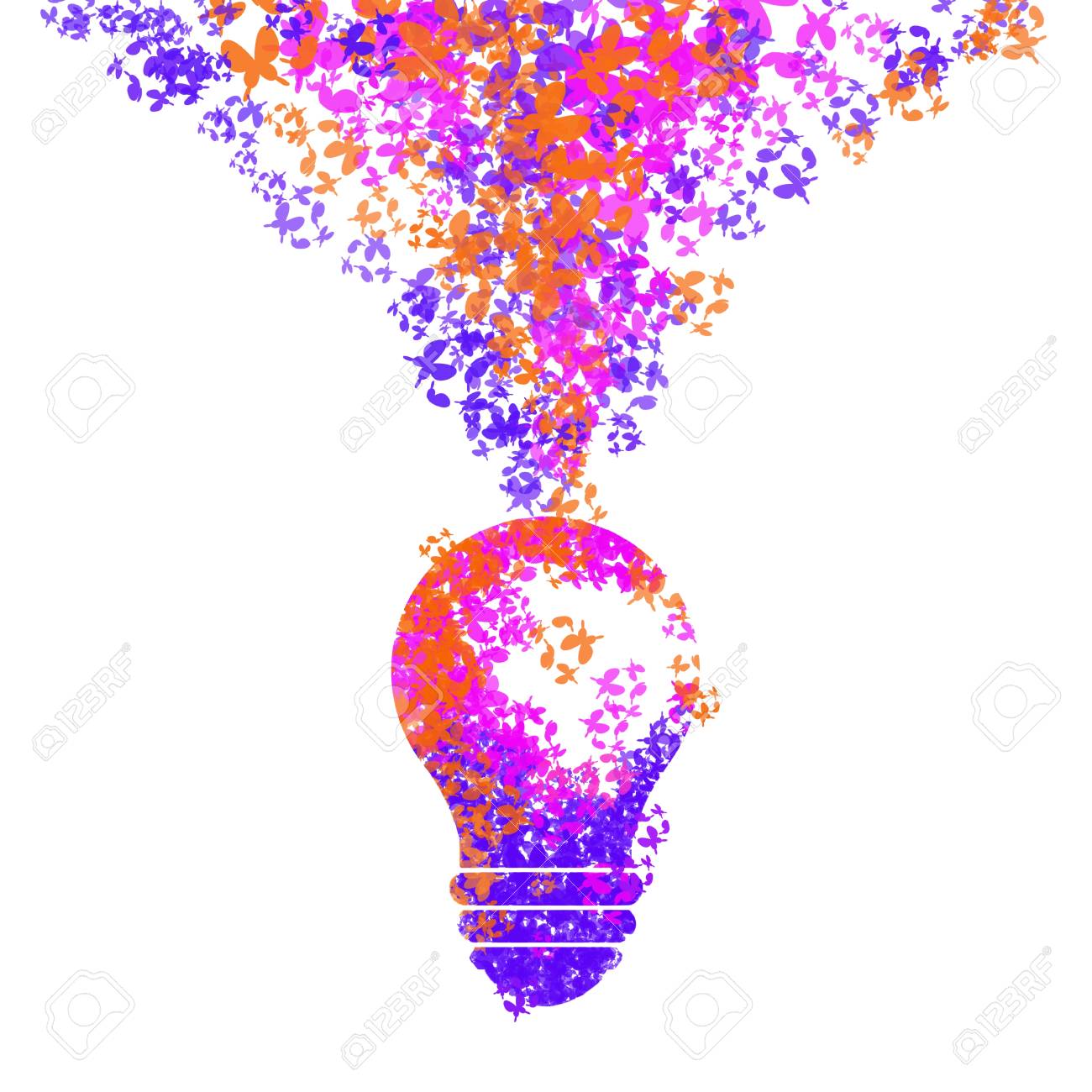 電球の形で蝶の集まり イラスト絵 の写真素材 画像素材 Image