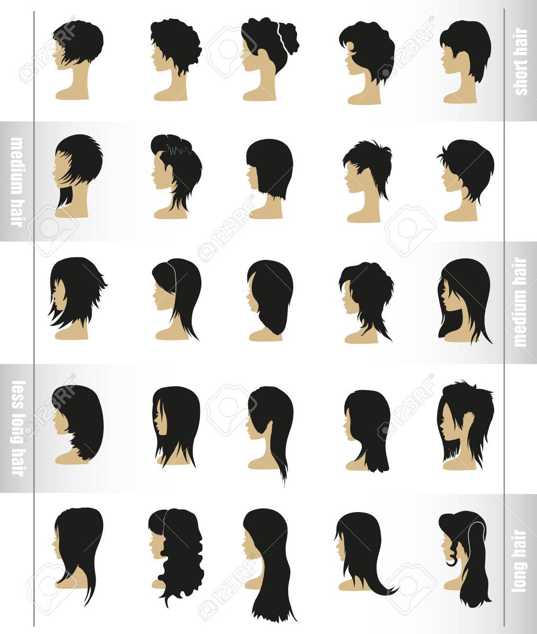 Vector Set Of Women\'s Hairstyles And Haircuts View Profile Royalty Free SVG, Cliparts, Vectors, And Stock Illustration. Image 32778867. Vector Set Of Women\'s Hairstyles And Haircuts View Profile Royalty Free SVG, Cliparts, Vectors, And Stock Illustration. Image 32778867.