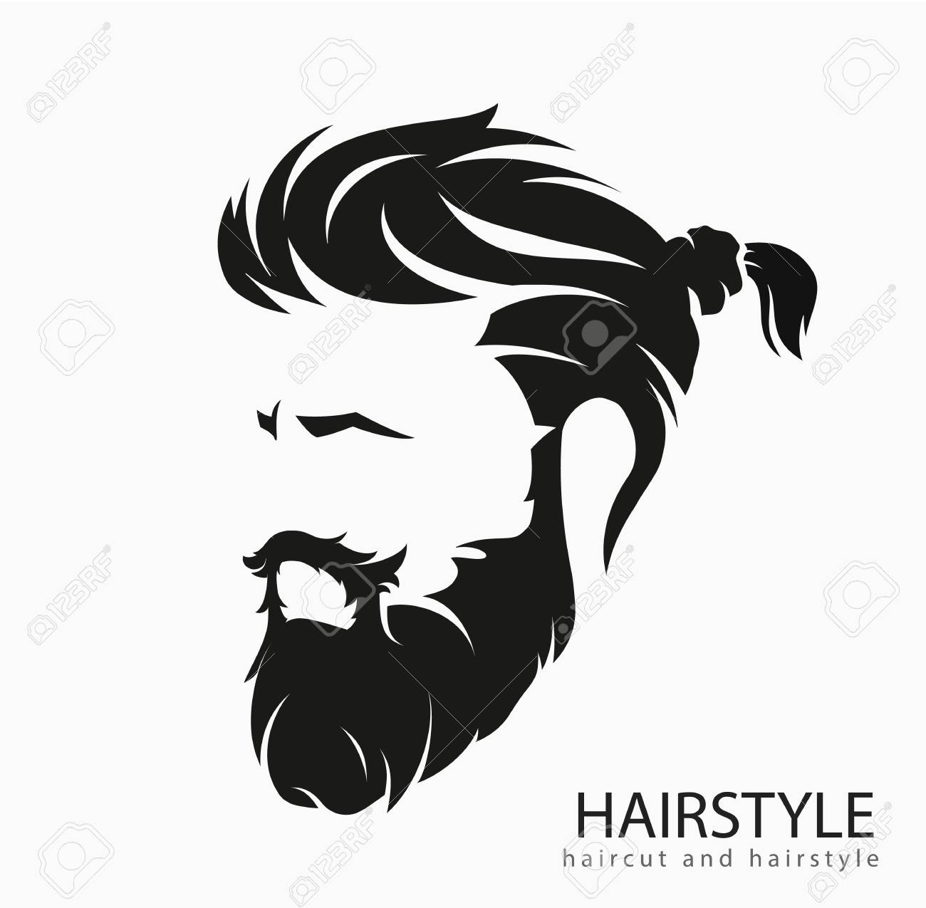 Men hairstyle and hair cut with beard mustache.