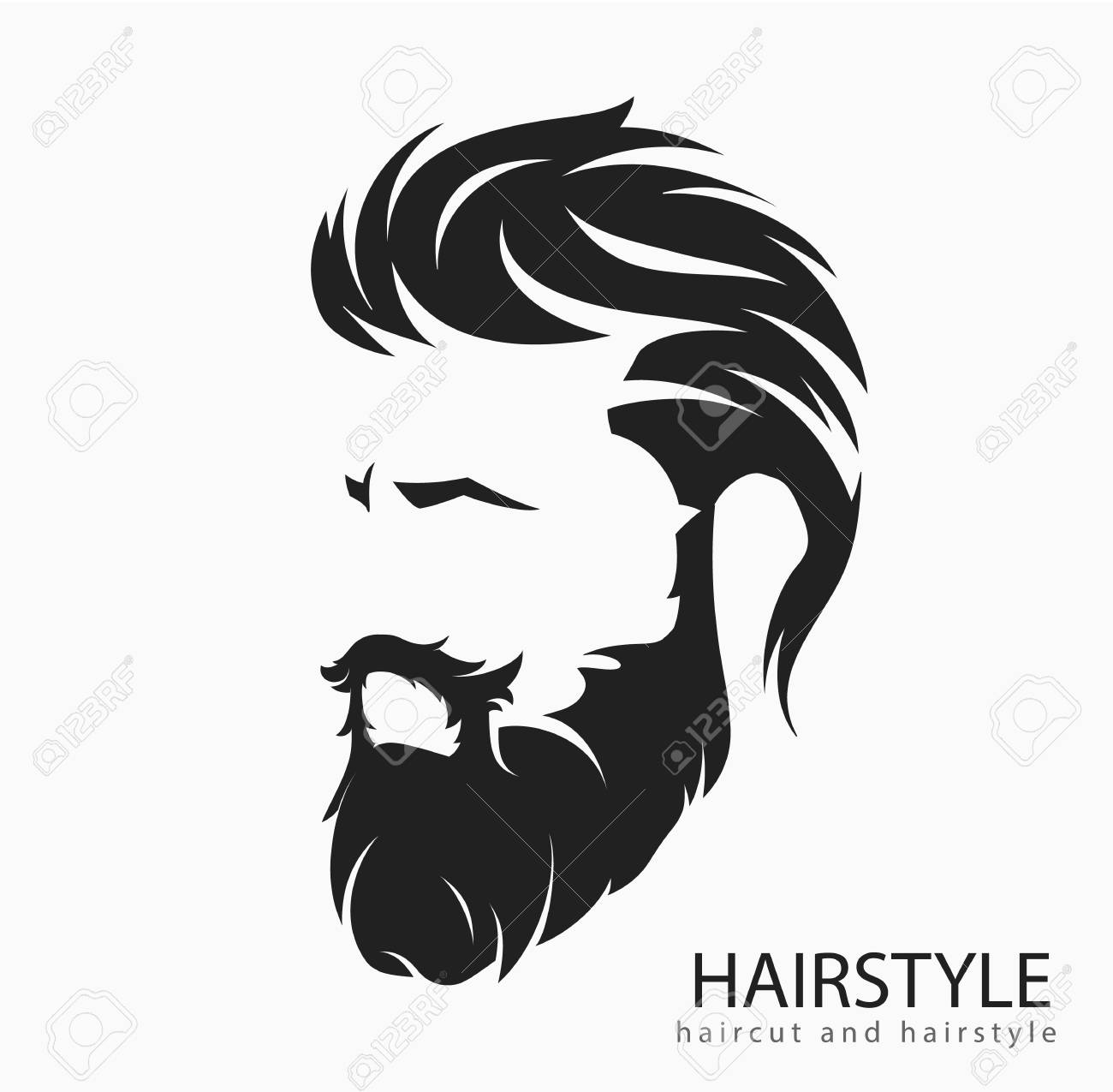 Men hairstyle and hair cut with beard mustache.