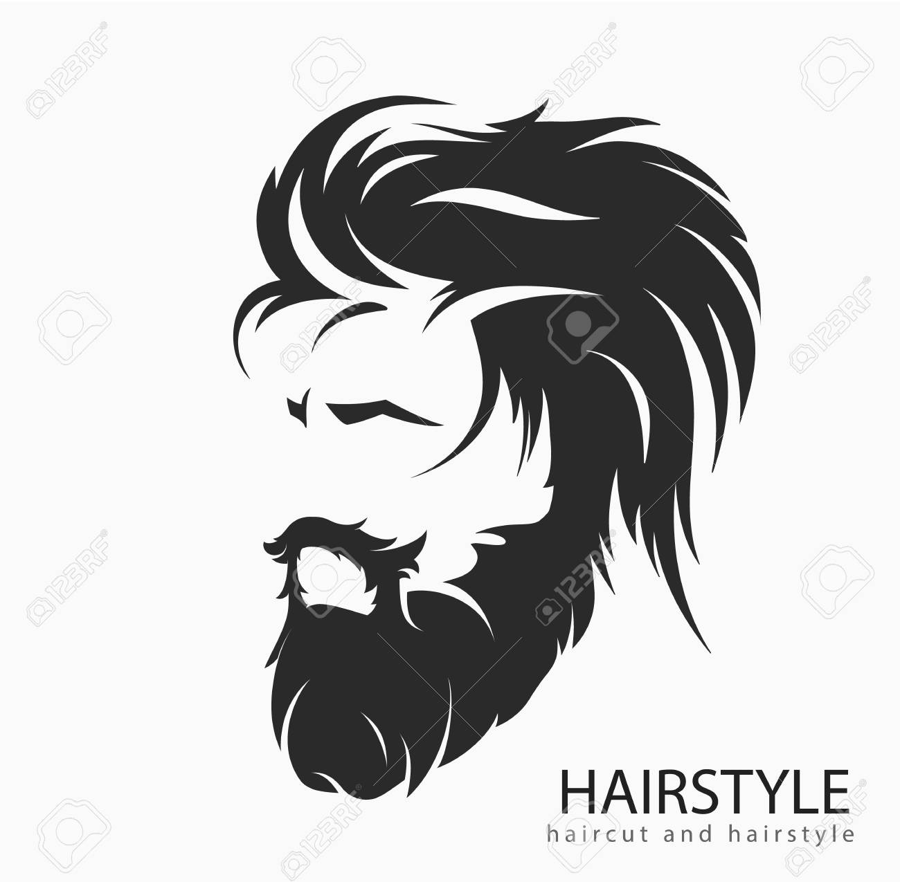 Men hairstyle and hair cut with beard mustache.