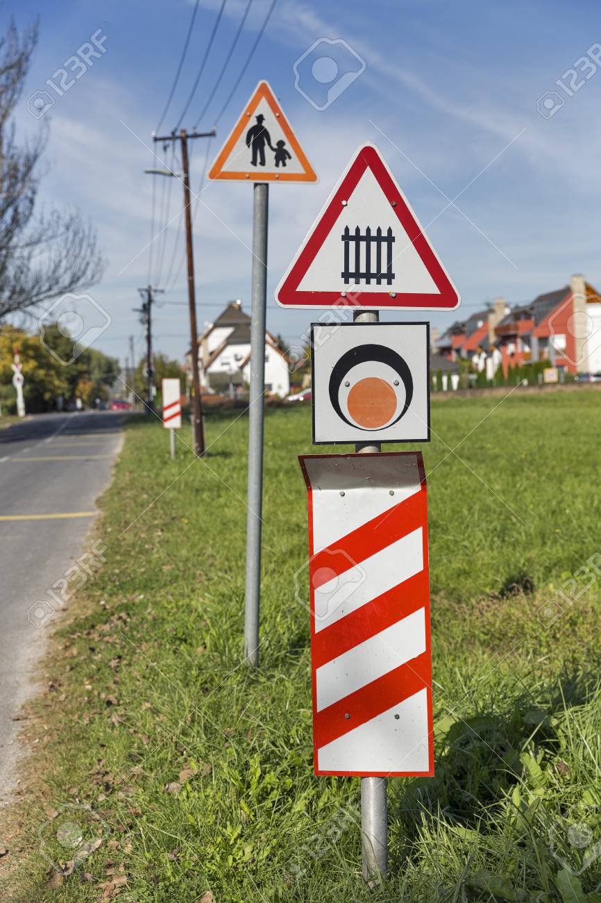 Warning Road Signs Before The Railroad Crossing Closeup Countryside Stock Photo Picture And Royalty Free Image Image Warning Road Signs Before The Railroad Crossing Closeup Countryside Stock Photo Picture And Royalty Free Image Image