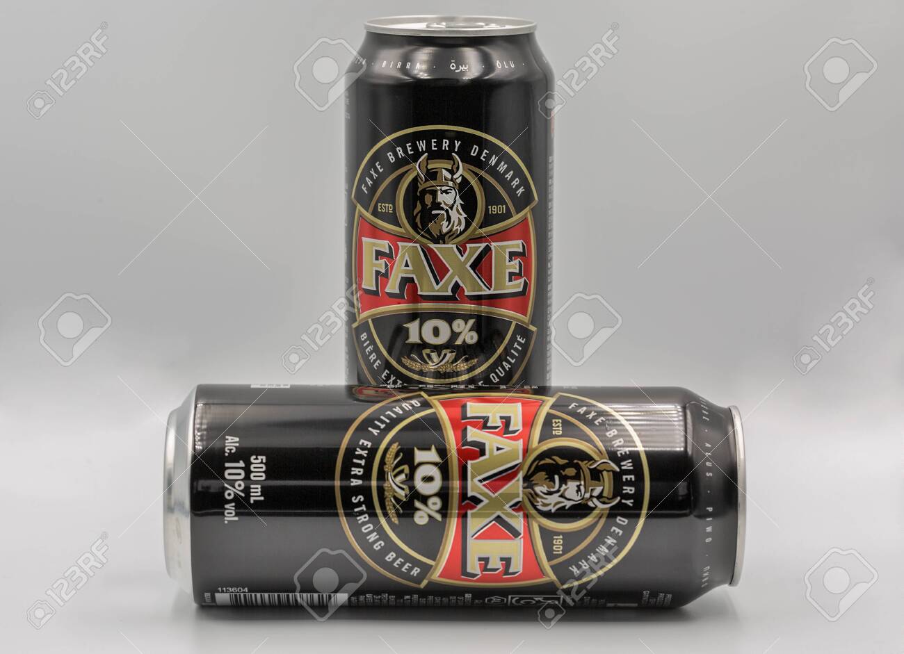 Kyiv Ukraine May 19 Faxe Danish Strong Beer Cans Closeup Stock Photo Picture And Royalty Free Image Image