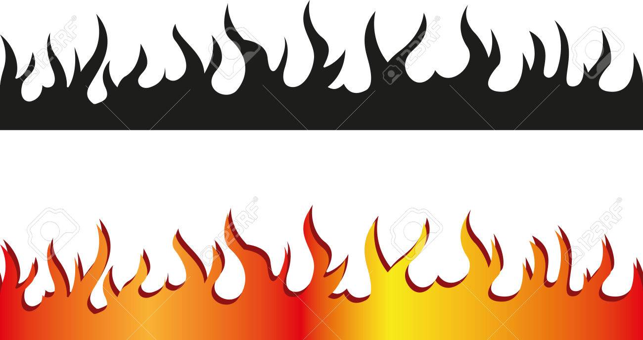 Set of Seamless flame border - 36817542 Set of Seamless flame border - 36817542