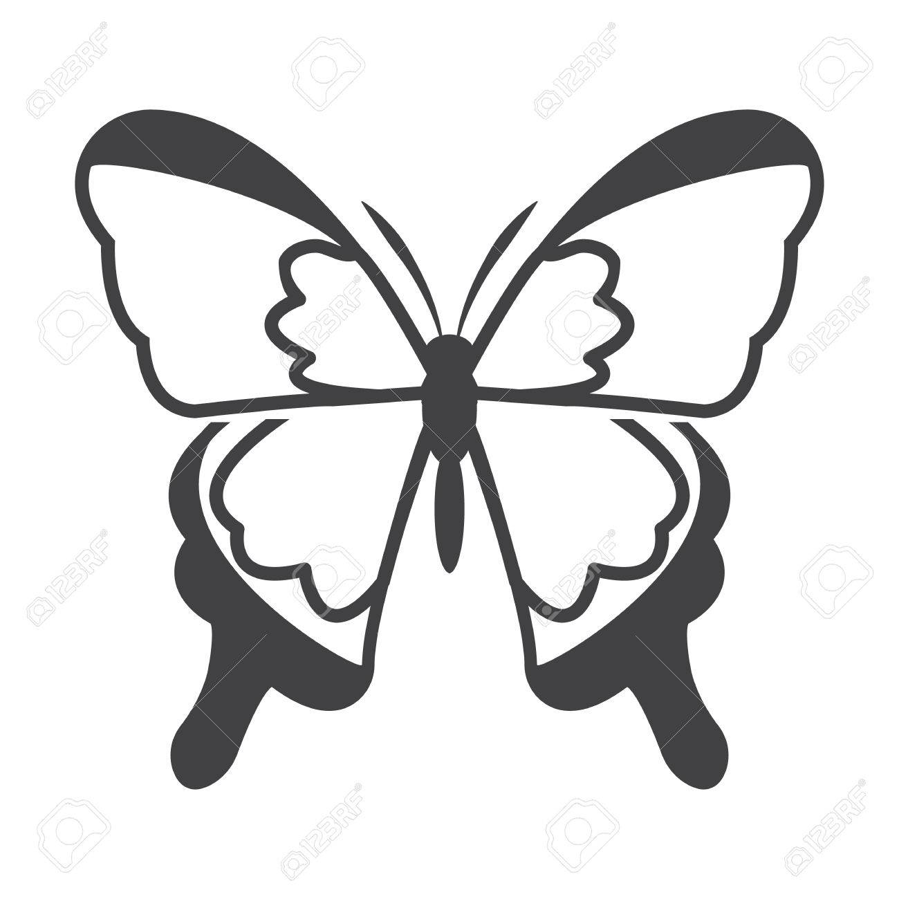 Butterfly Black Simple Icon On White Background For Web Design