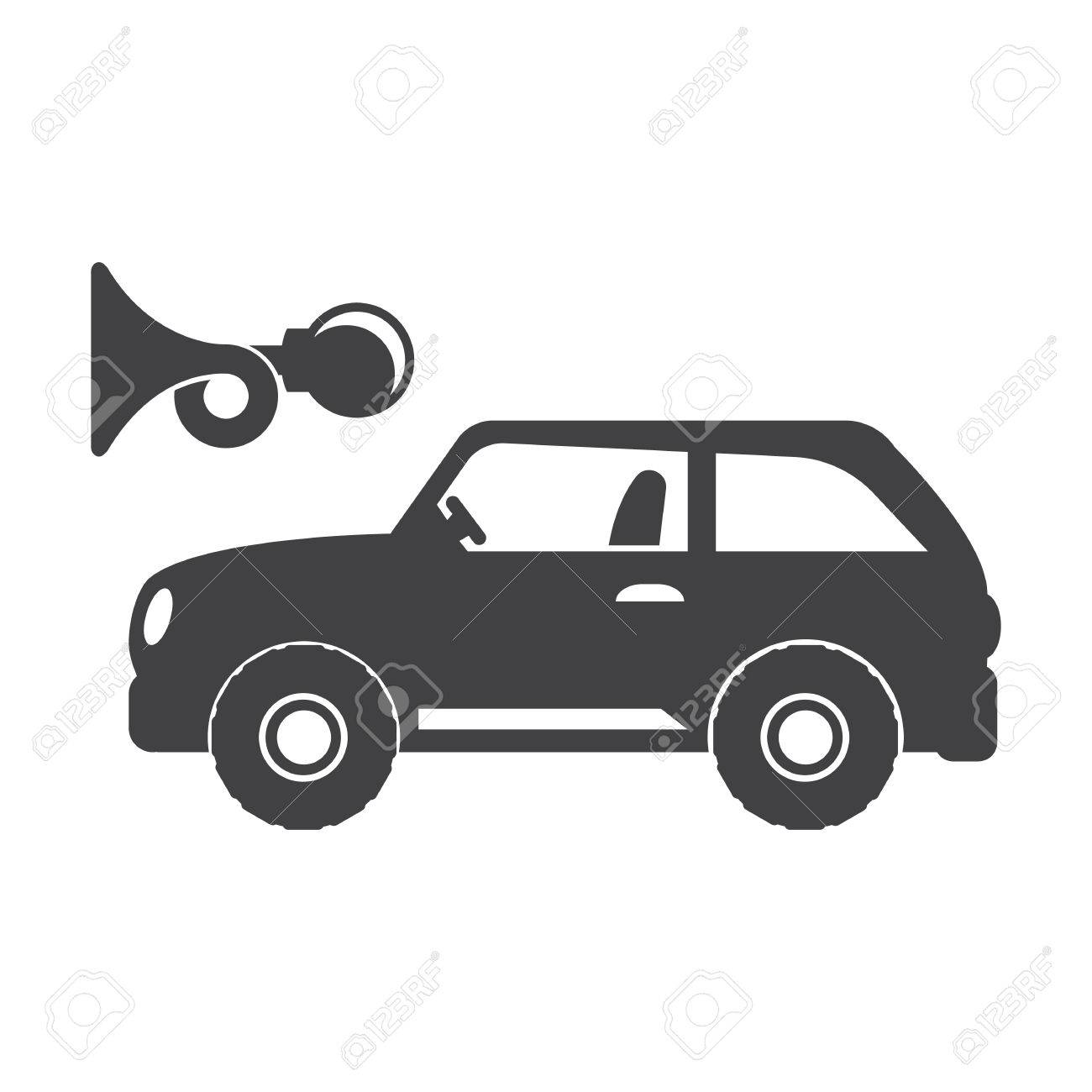 Web デザインのための白い背景の上の車のビープ音黒シンプルなアイコン のイラスト素材 ベクタ Image Web デザインのための白い背景の上の車のビープ音黒シンプルなアイコン のイラスト素材 ベクタ Image