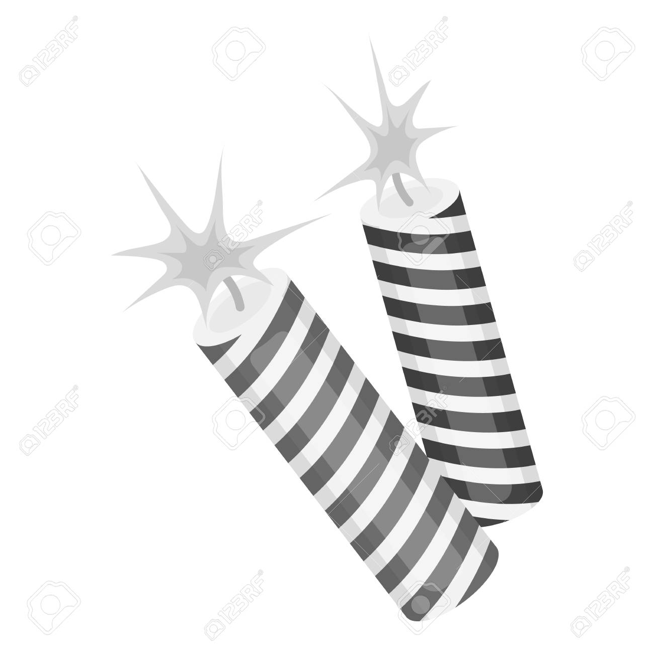 モノクロ スタイル白い背景で隔離の愛国心が強い花火アイコン 愛国者の日シンボル ベクトル イラスト のイラスト素材 ベクタ Image