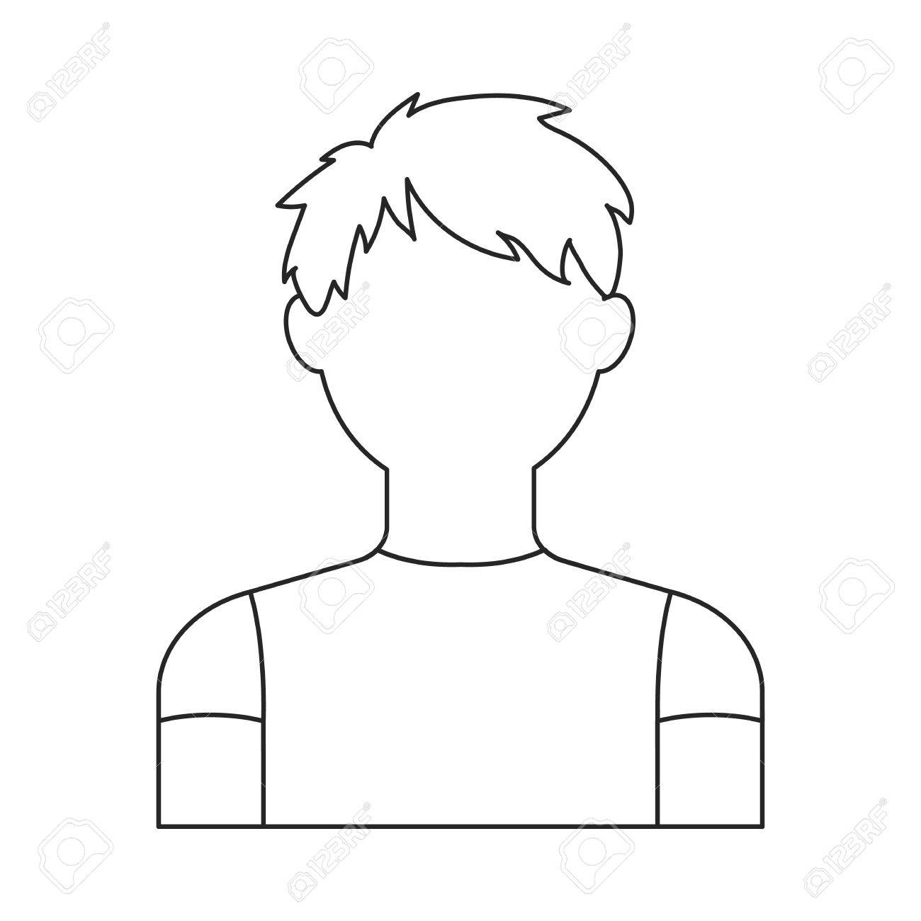 男の子アイコンの概要 単一のアバターは 人々 のアイコンを大きなアバター アウトラインから のイラスト素材 ベクタ Image
