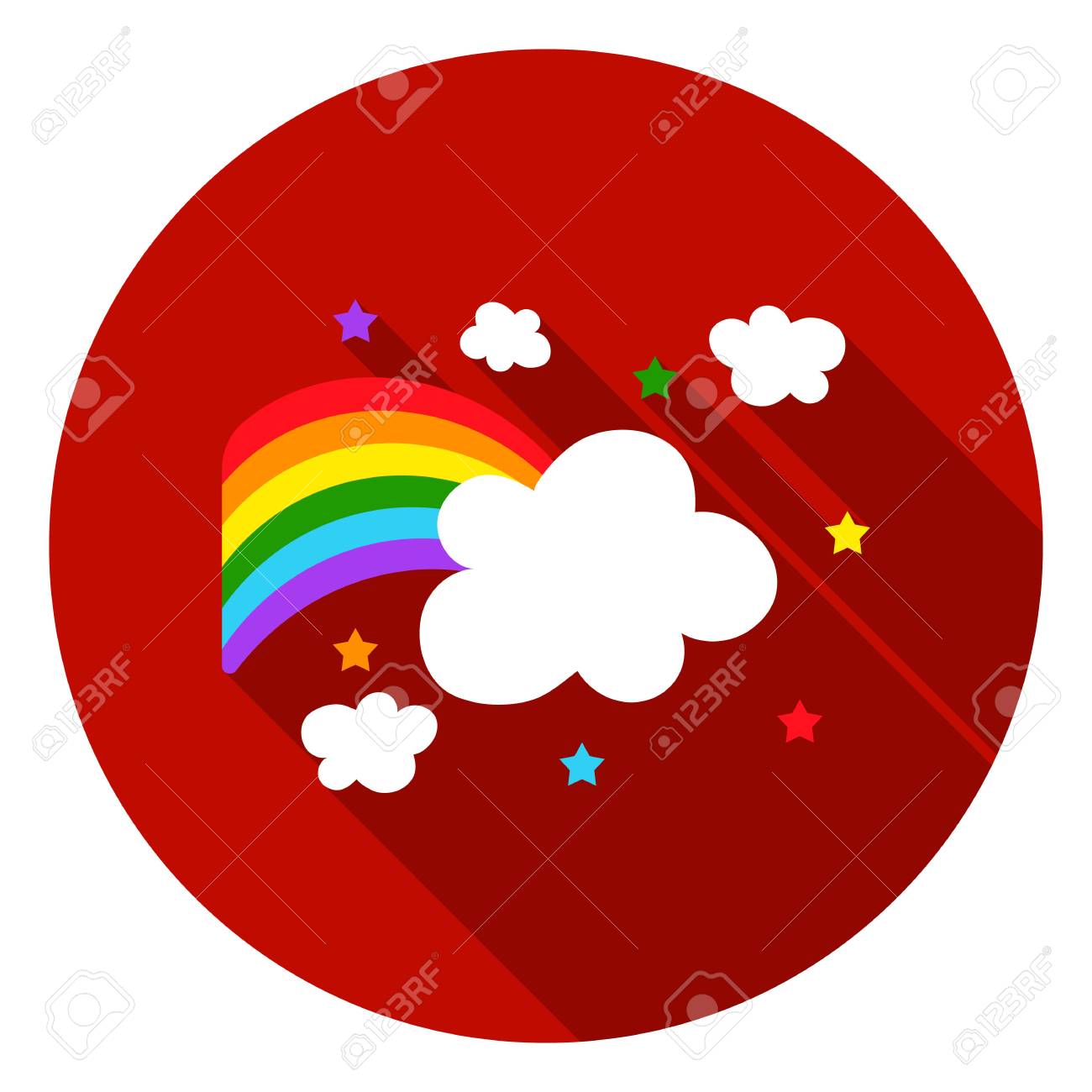 レインボー アイコンをフラット スタイル フラット白で隔離します ゲイのシンボル ベクトル イラスト のイラスト素材 ベクタ Image