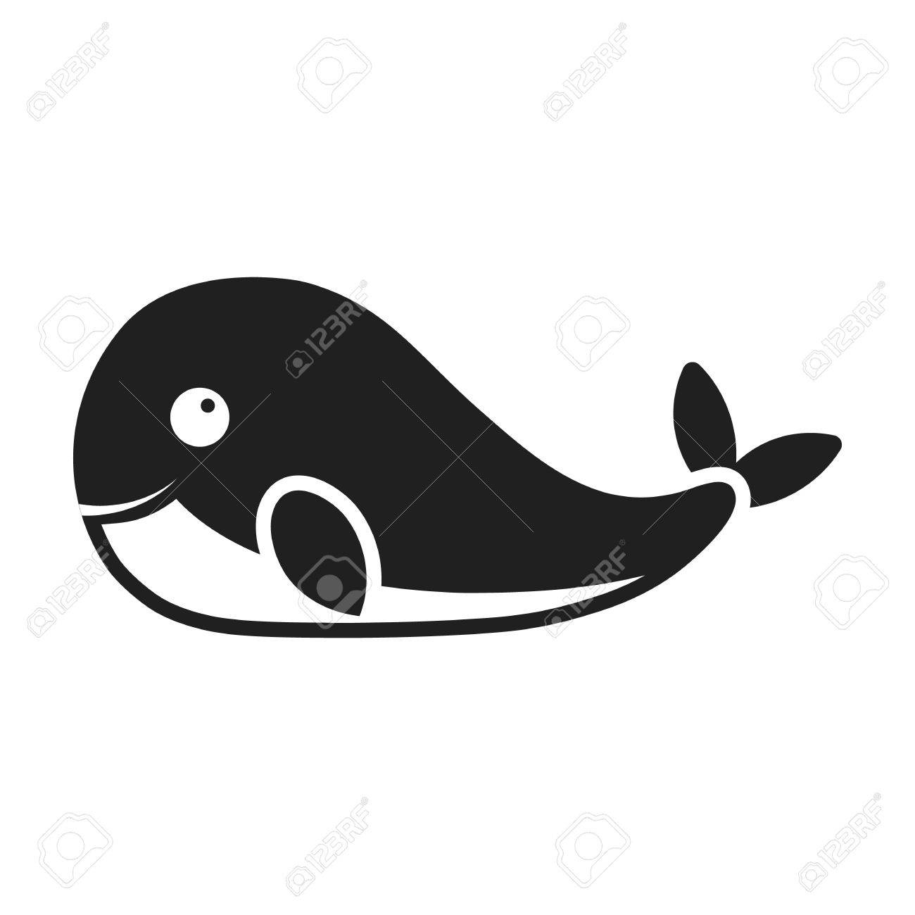 Icona Di Balena In Stile Nero Isolato Su Priorità Bassa Bianca Illustrazione Di Vettore Di Simbolo Di Animali