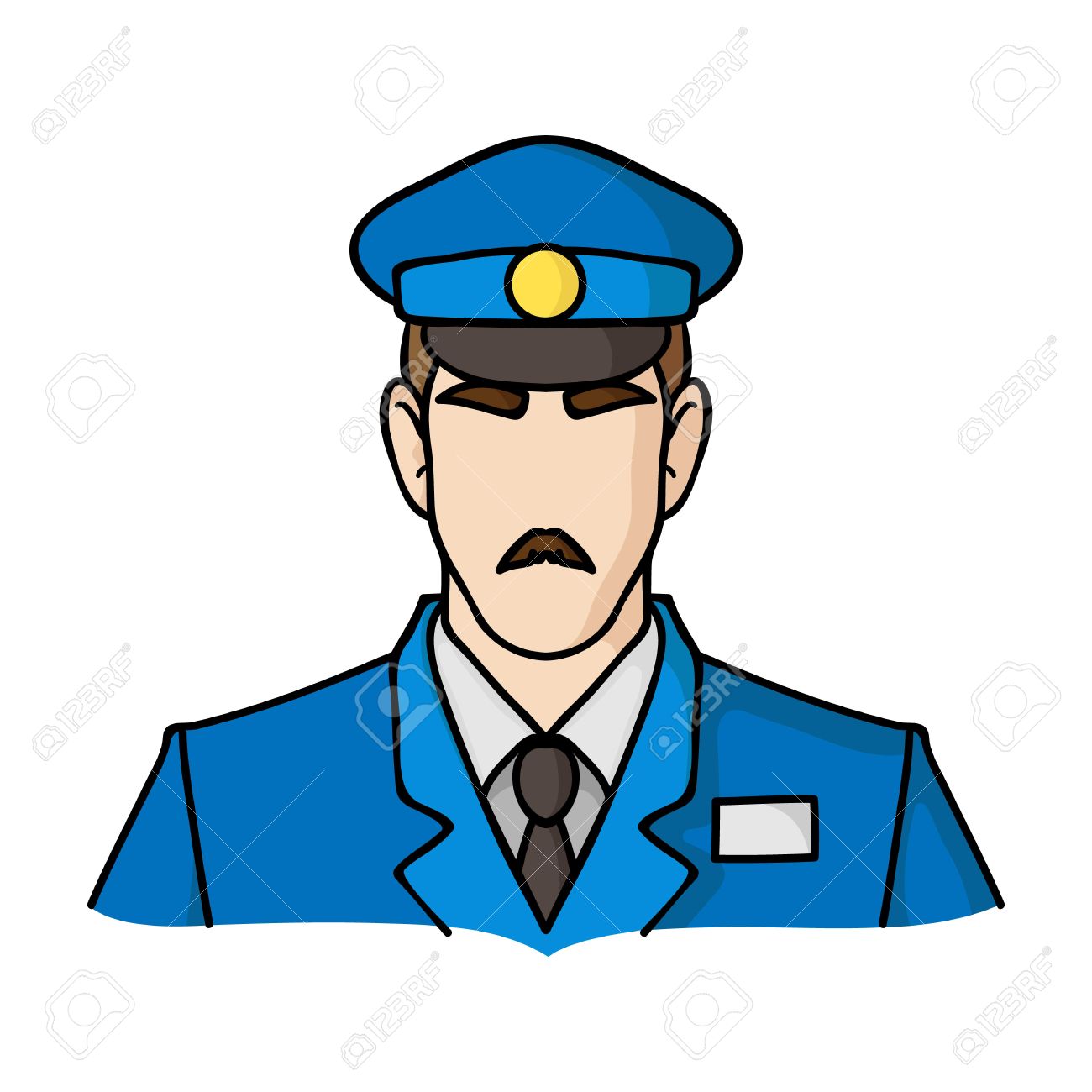 museum security guard icon in cartoon style isolated on white
