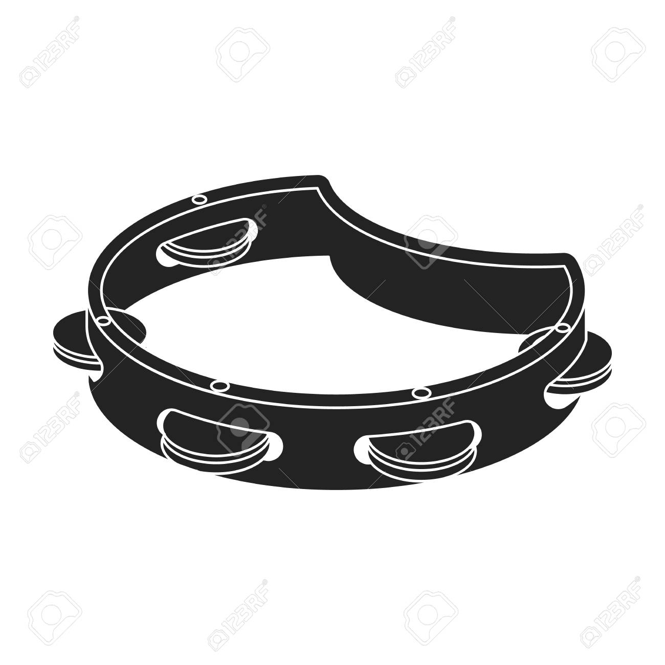 白い背景に分離された黒のスタイルでタンバリン アイコン 楽器シンボル ベクトル図のイラスト素材 ベクタ Image 68624024