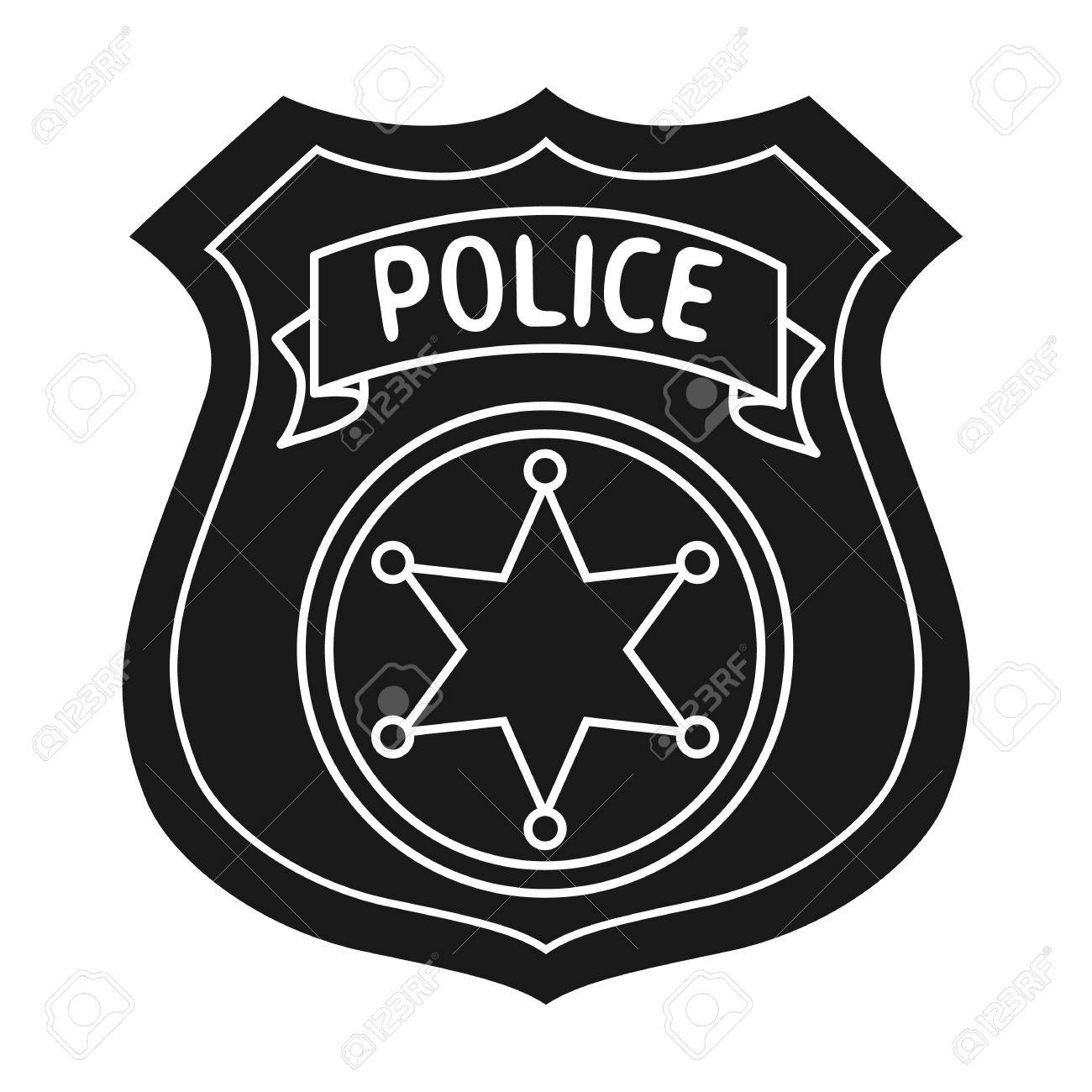 白い背景に分離された黒のスタイルで警察官のバッジ アイコン 犯罪シンボル ベクトル イラスト のイラスト素材 ベクタ Image