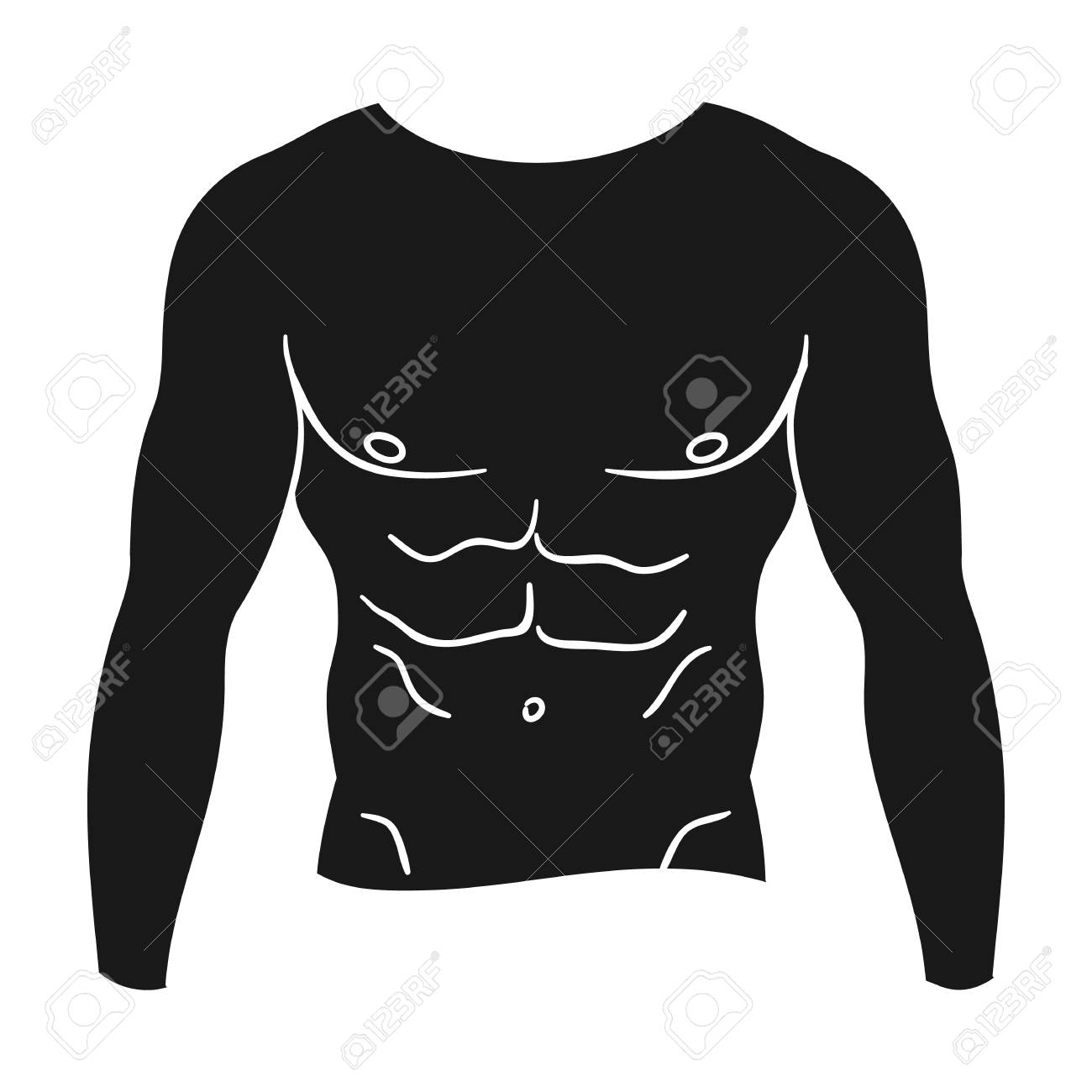 白い背景に分離された黒のスタイルで筋肉胴アイコン スポーツとフィットネスのシンボル ベクトル イラスト のイラスト素材 ベクタ Image