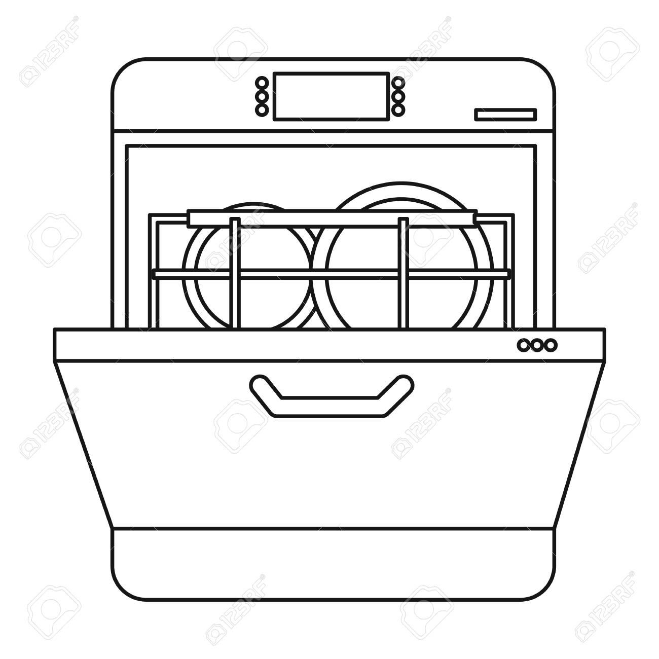 Dishwasher Icon In Outline Style Isolated On White Background Kitchen Symbol Vector Illustration Stock Dishwasher Icon In Outline Style Isolated On White Background Kitchen Symbol Vector Illustration Stock