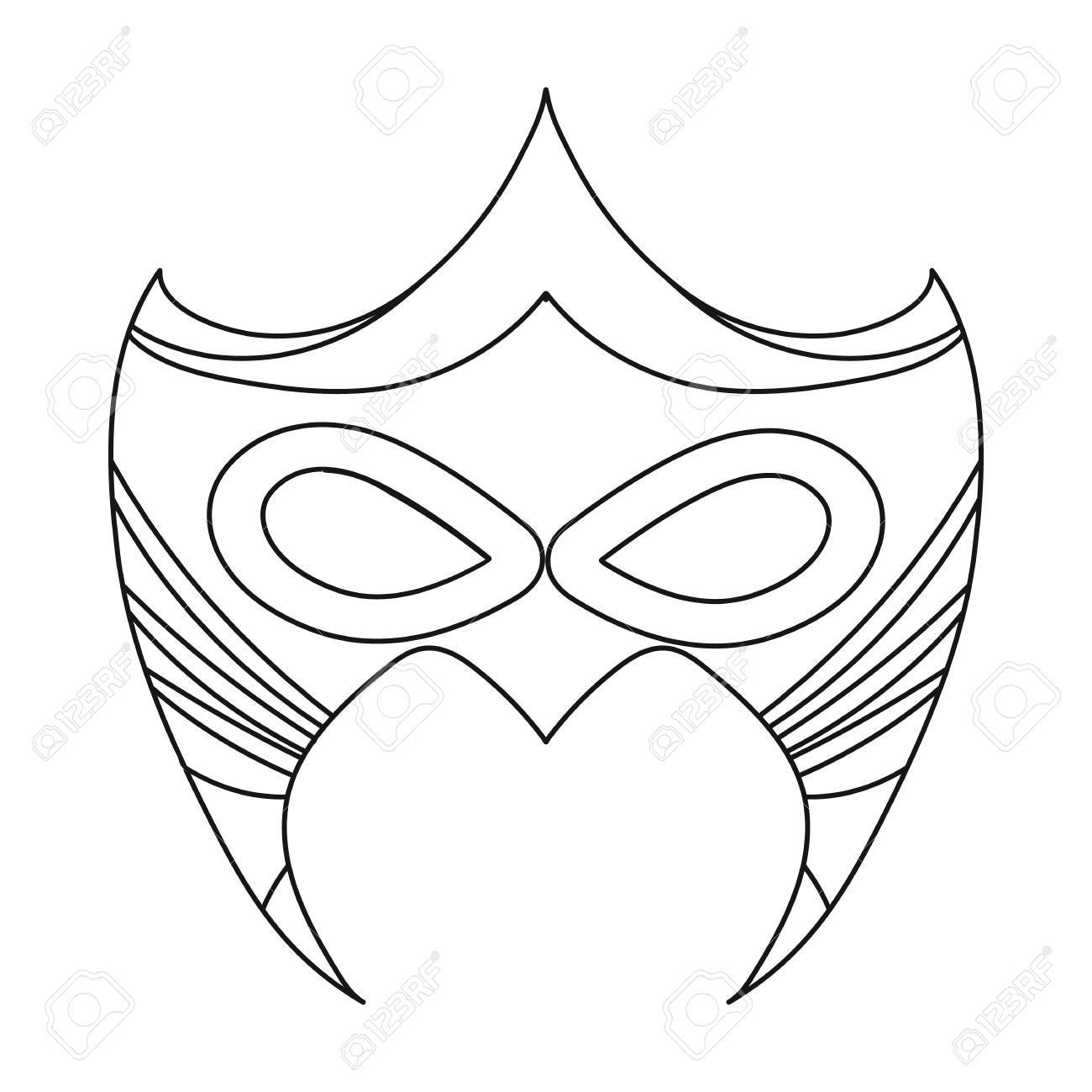 目マスク アイコン アウトライン スタイルの白い背景に分離します スーパー ヒーローのマスク シンボル ベクトル イラスト のイラスト素材 ベクタ Image