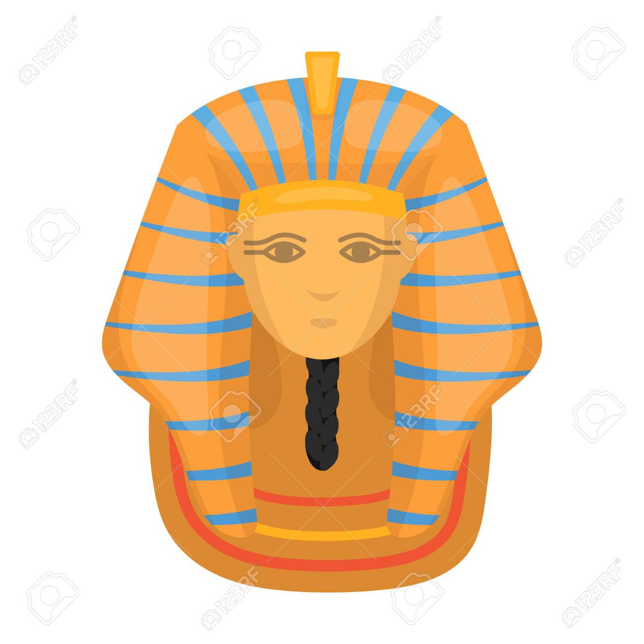 Or Icone Du Masque De Pharaon Dans Le Style De Dessin Anime Isole Sur Fond Blanc Egypte Antique Symbole Illustration Vectorielle Clip Art Libres De Droits Vecteurs Et Illustration Image