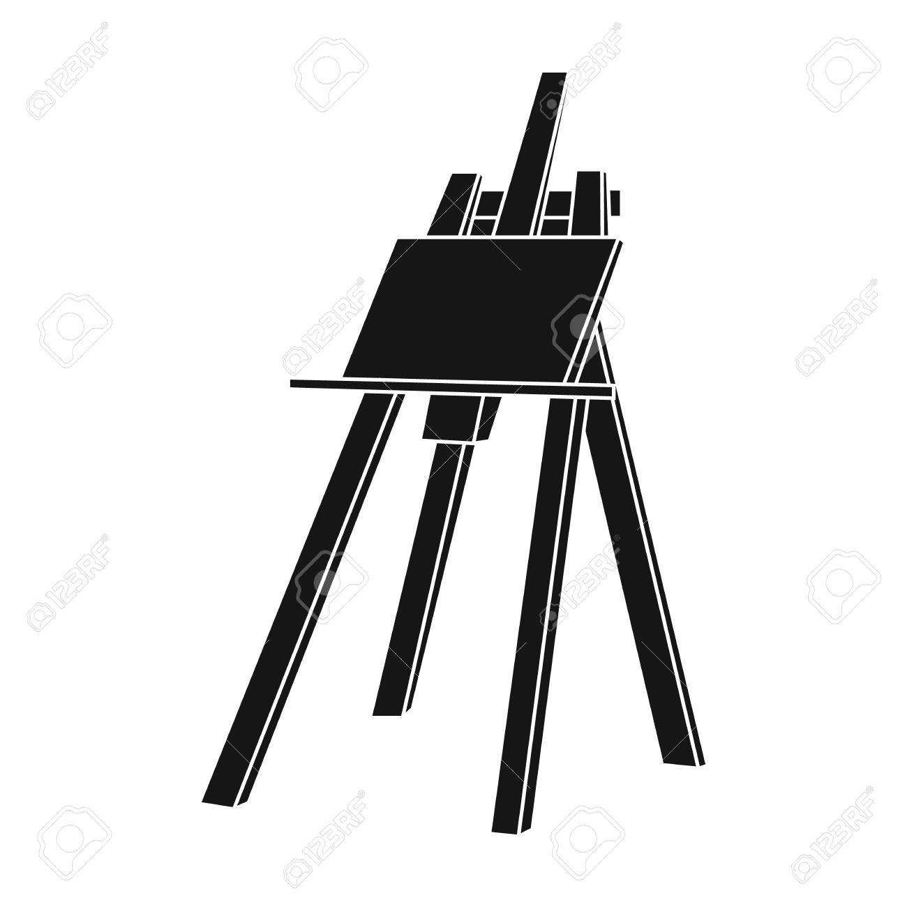 白い背景に分離された黒のスタイルのアイコンを傑作イーゼル アーティストとシンボル ベクトル図を描画します のイラスト素材 ベクタ Image