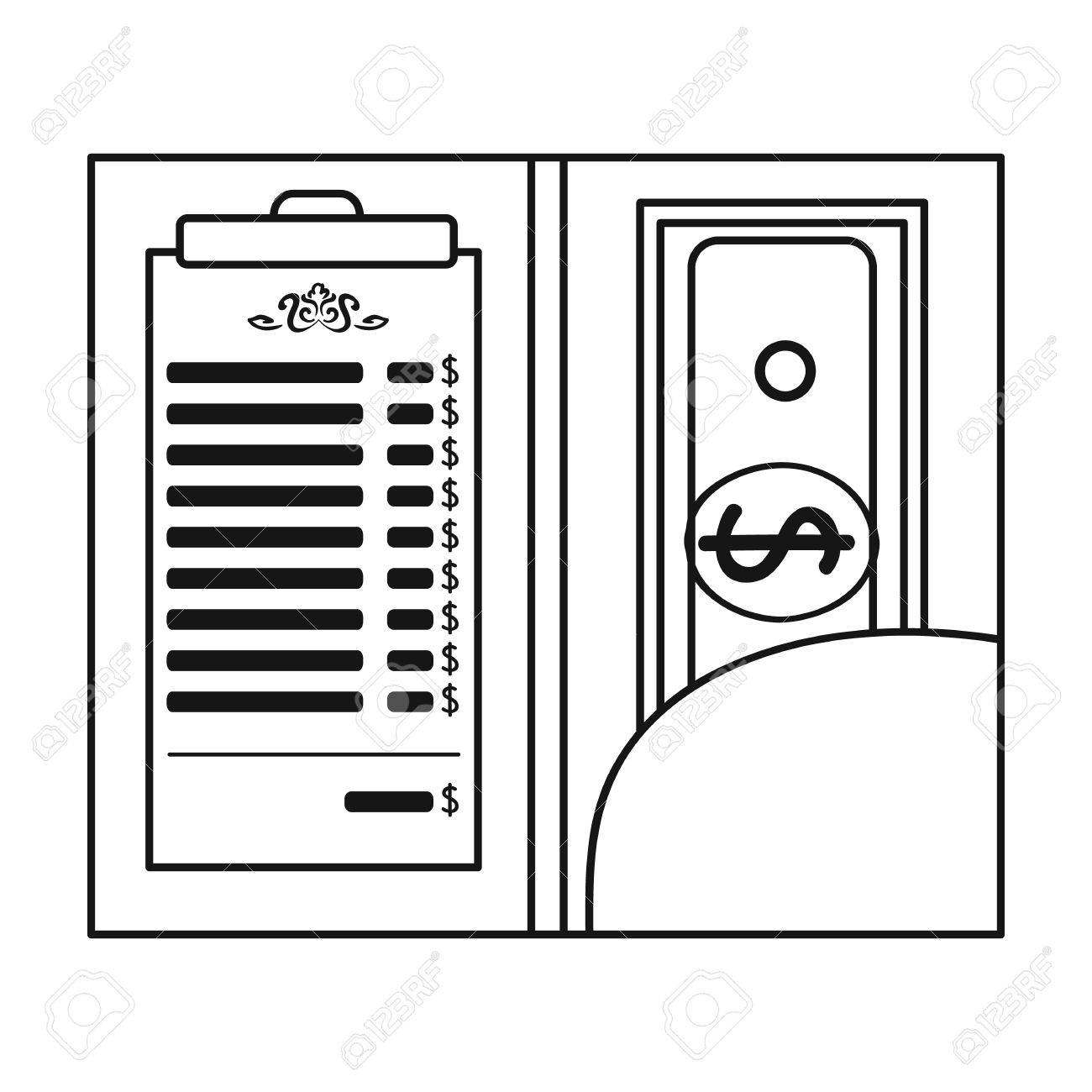 Restaurant Receipt With Cash Icon In Outline Style Isolated On White  Background. Restaurant Symbol Vector Illustration. Royalty Free SVG,  Cliparts, Vectors, and Stock Illustration. Image 67685015., image size:1300x1300
