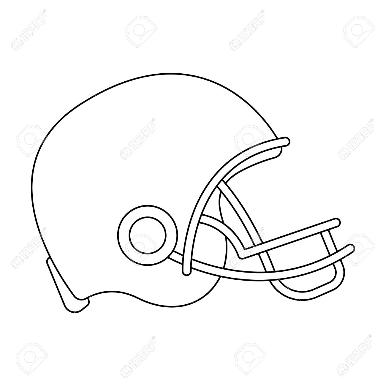 白い背景に分離されたアウトライン スタイルのアメリカン フットボール ヘルメット アイコン アメリカ国シンボル ベクトル イラスト のイラスト素材 ベクタ Image